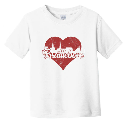 Retro Brattleboro Vermont Skyline Red Heart Infant Toddler T-Shirt