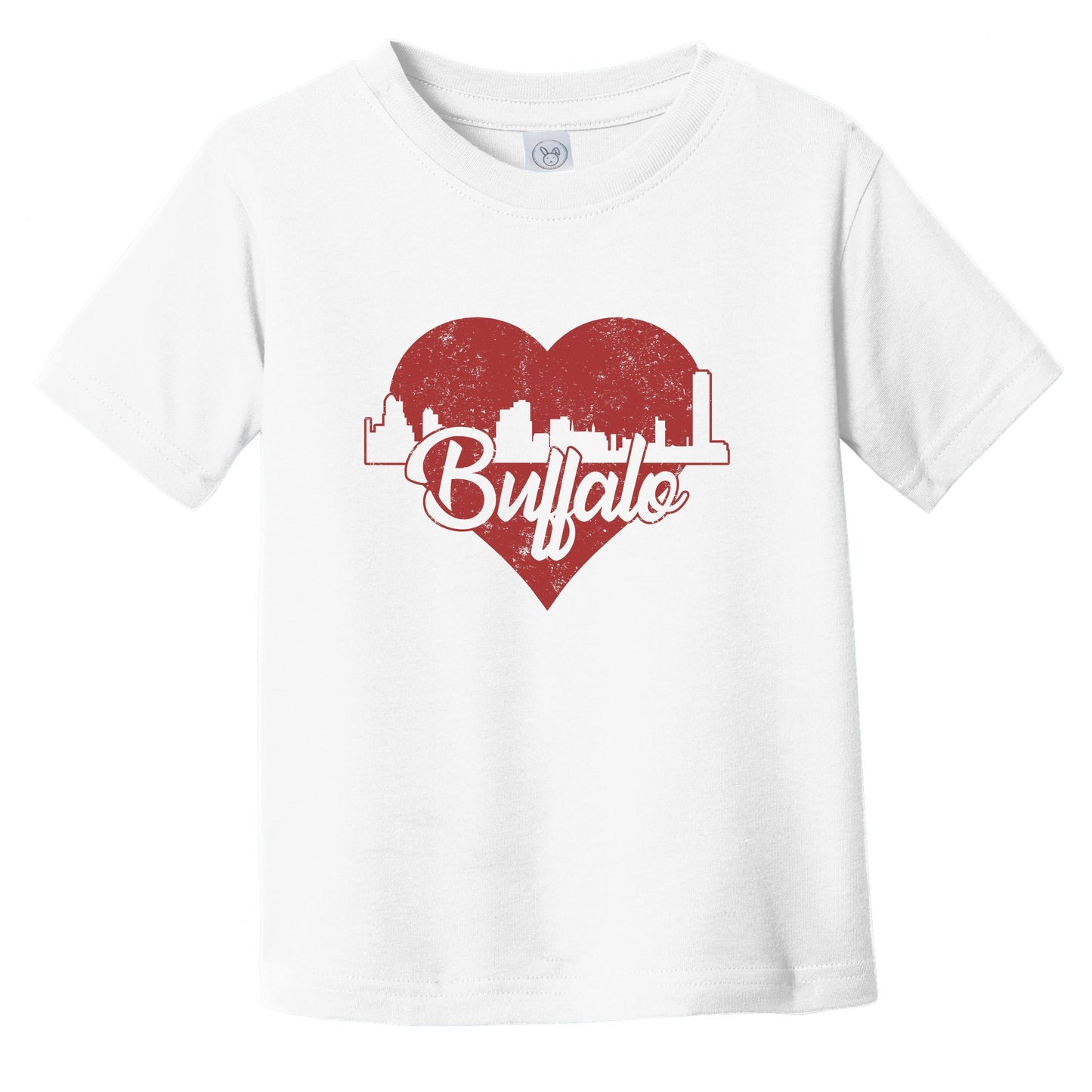 Retro Buffalo New York Skyline Red Heart Infant Toddler T-Shirt