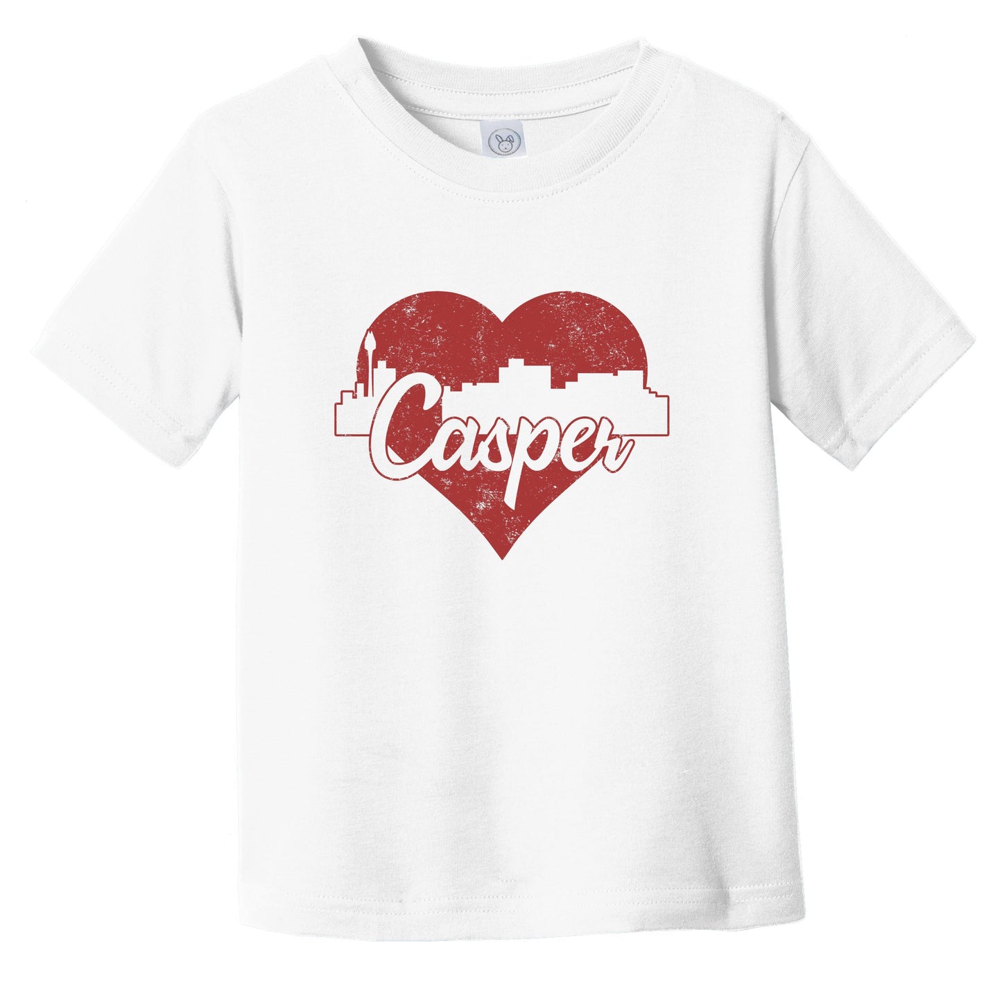 Retro Casper Wyoming Skyline Red Heart Infant Toddler T-Shirt