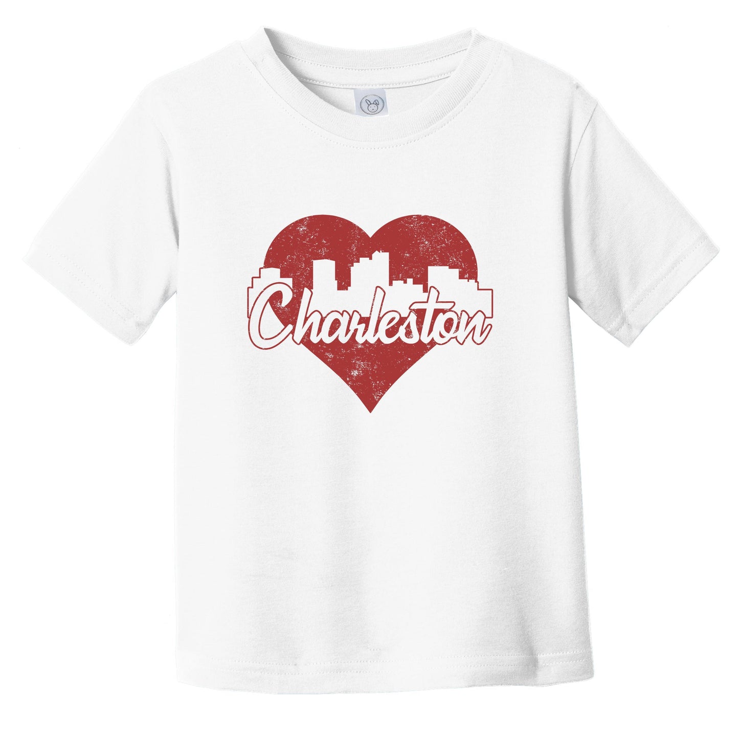 Retro Charleston West Virginia Skyline Red Heart Infant Toddler T-Shirt