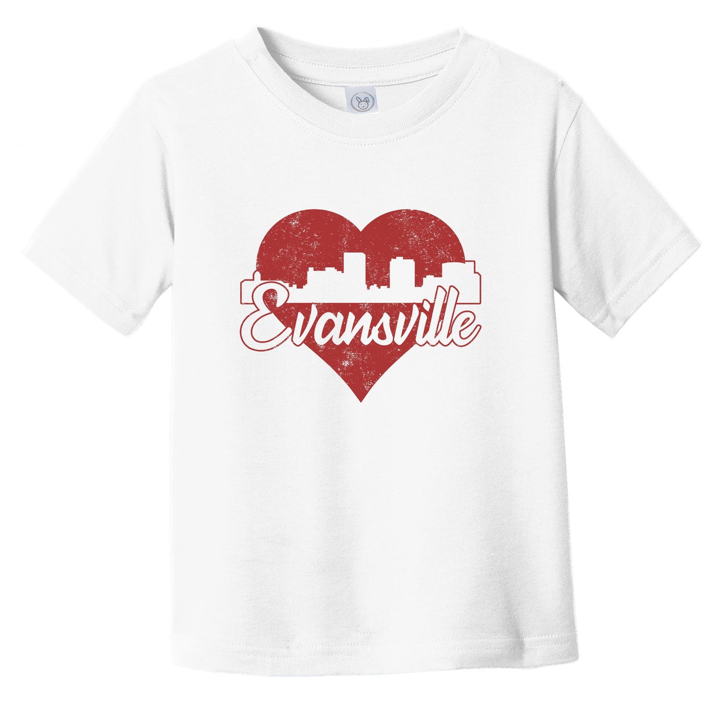 Retro Evansville Indiana Skyline Red Heart Infant Toddler T-Shirt