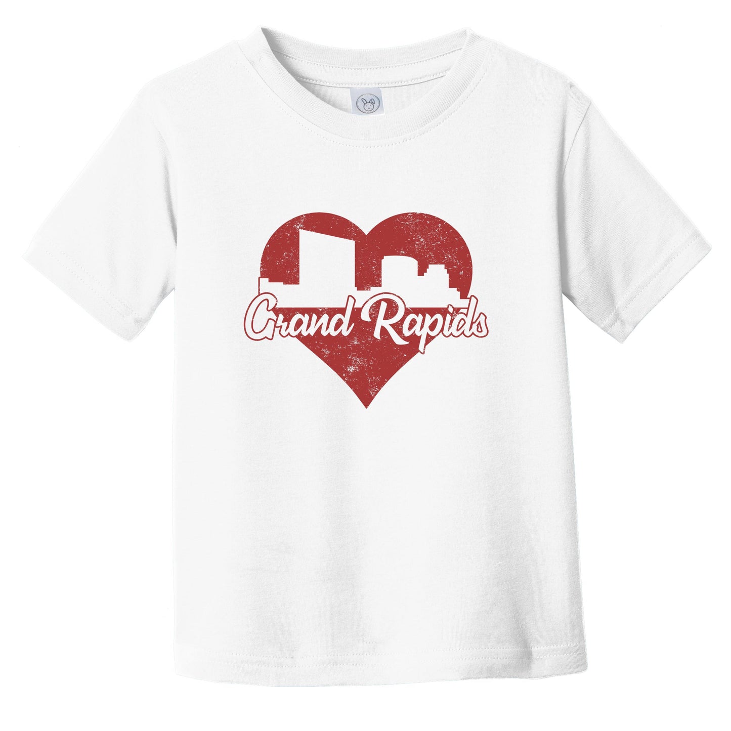 Retro Grand Rapids Michigan Skyline Red Heart Infant Toddler T-Shirt