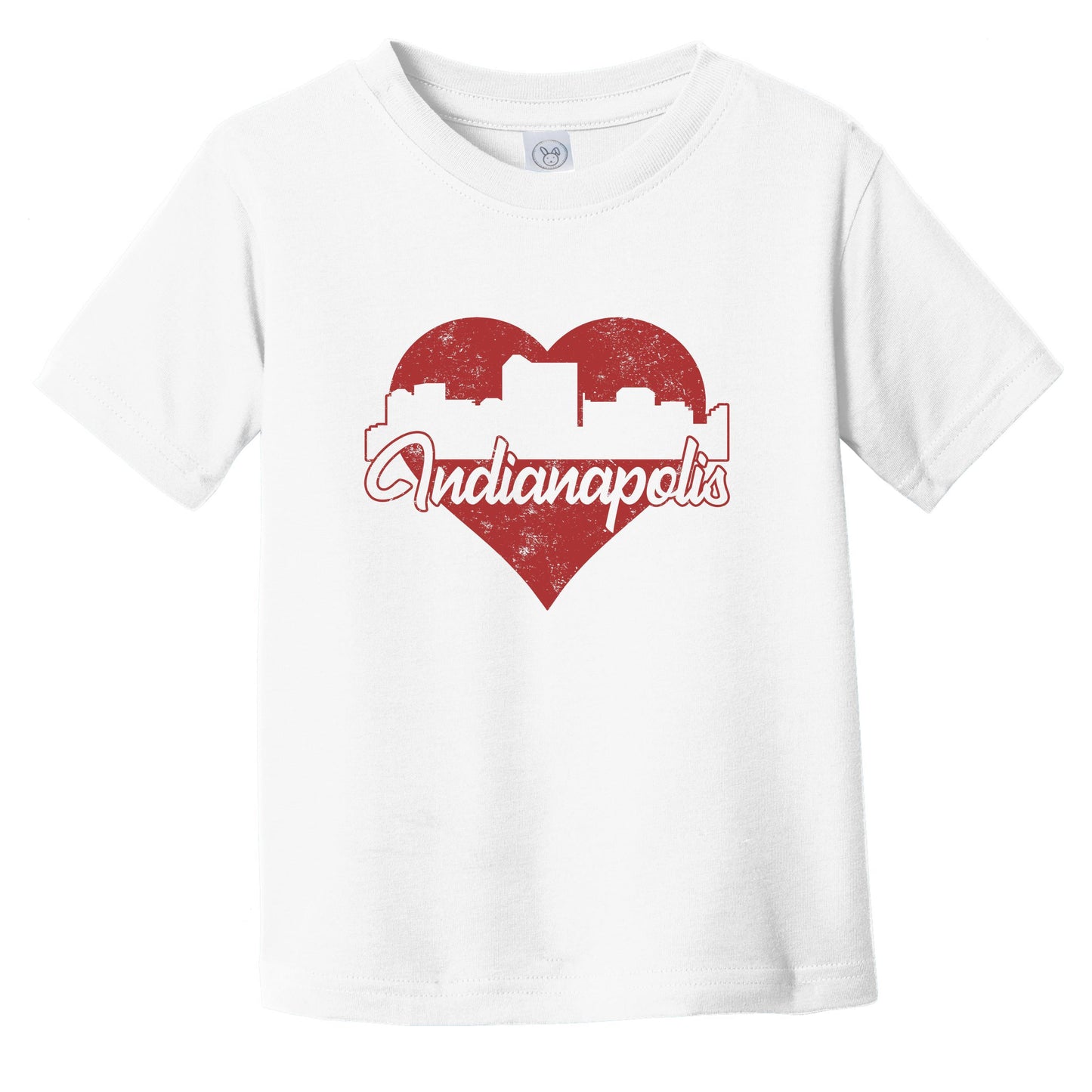 Retro Indianapolis Indiana Skyline Red Heart Infant Toddler T-Shirt