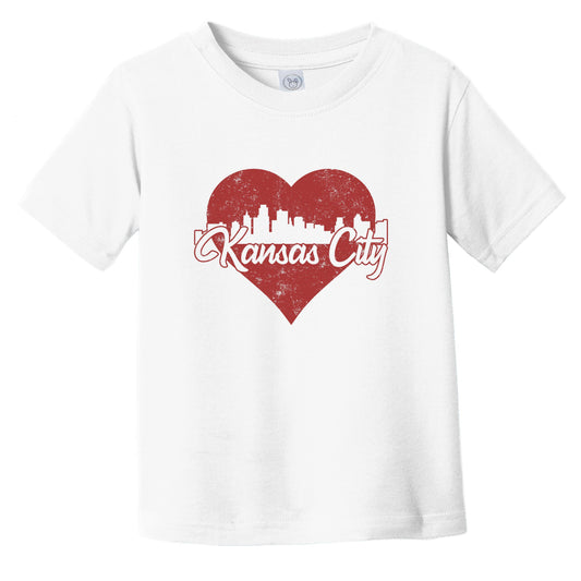 Retro Kansas City Kansas Skyline Red Heart Infant Toddler T-Shirt
