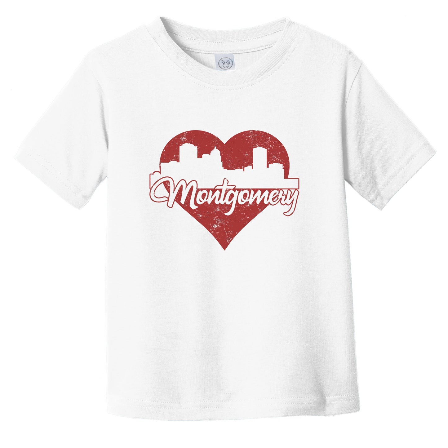 Retro Montgomery Alabama Skyline Red Heart Infant Toddler T-Shirt