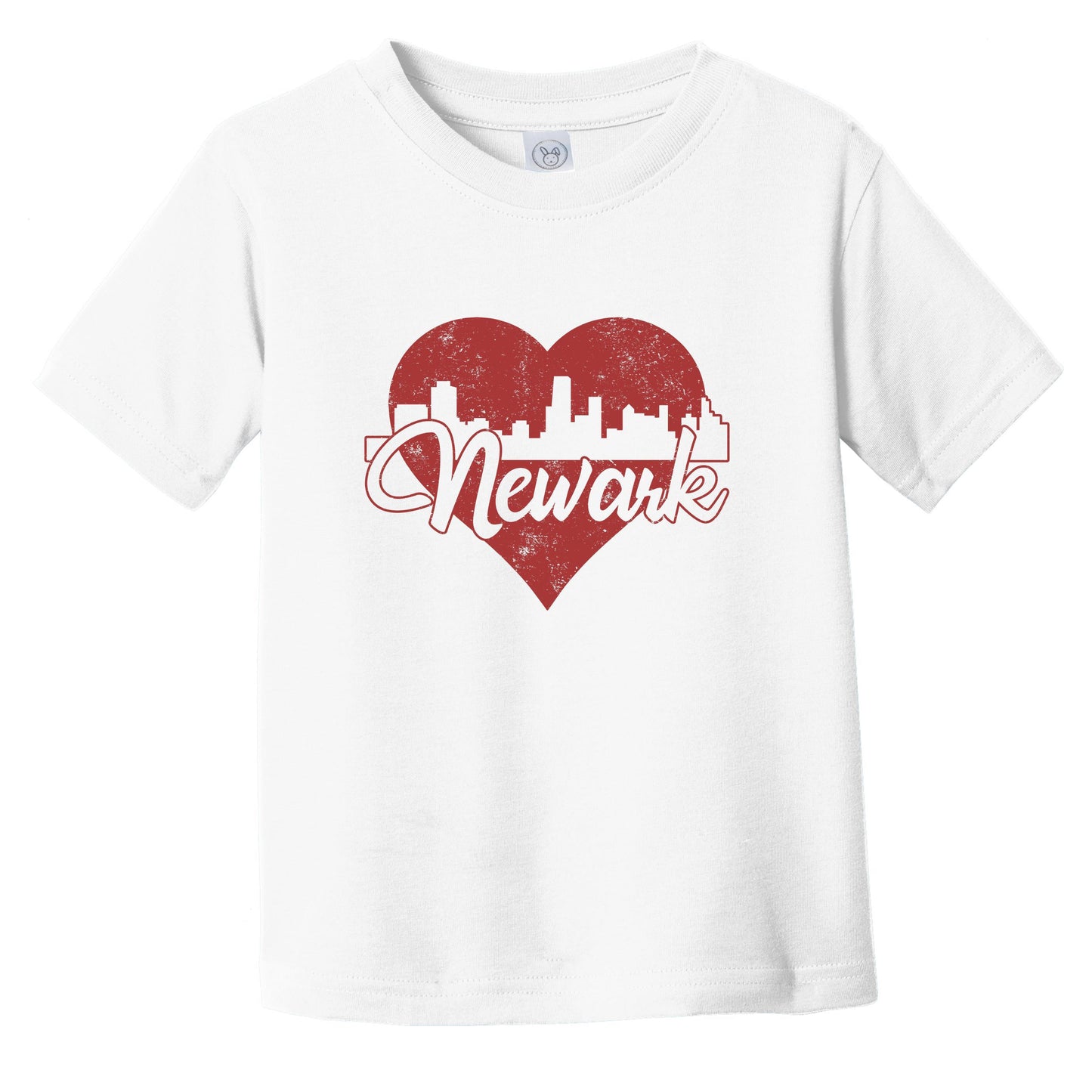 Retro Newark New Jersey Skyline Red Heart Infant Toddler T-Shirt