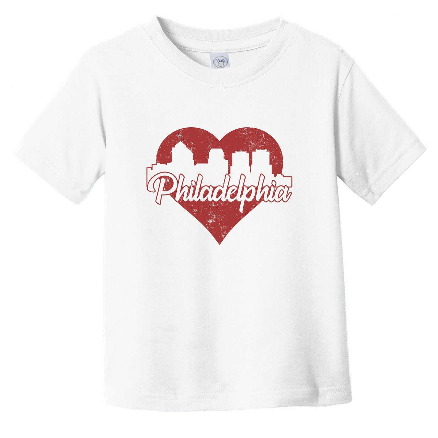 Retro Philadelphia Pennsylvania Skyline Red Heart Infant Toddler T-Shirt