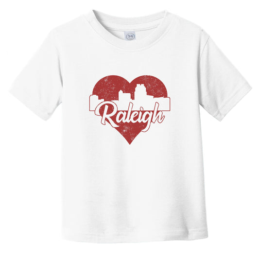 Retro Raleigh North Carolina Skyline Red Heart Infant Toddler T-Shirt