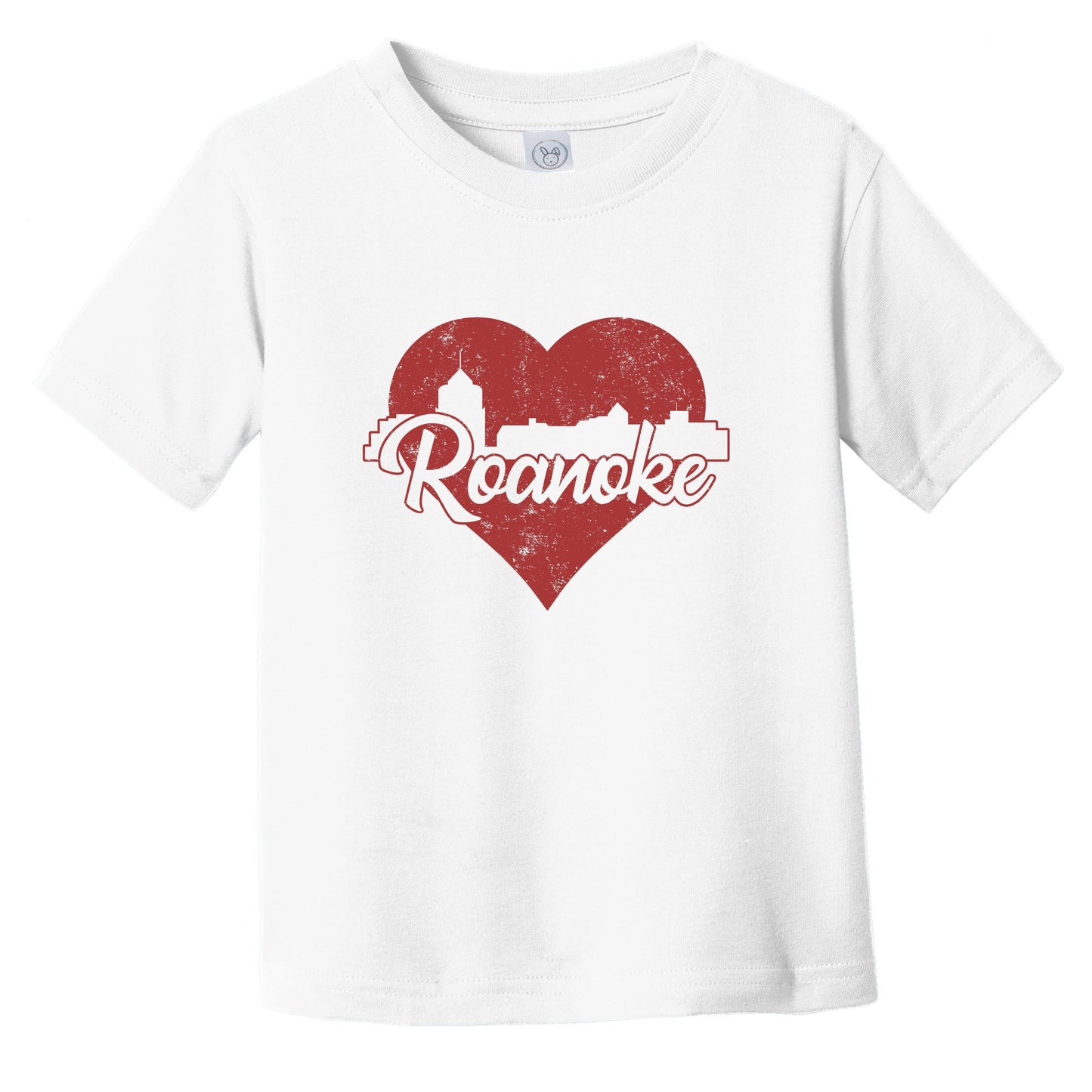 Retro Roanoke Virginia Skyline Red Heart Infant Toddler T-Shirt