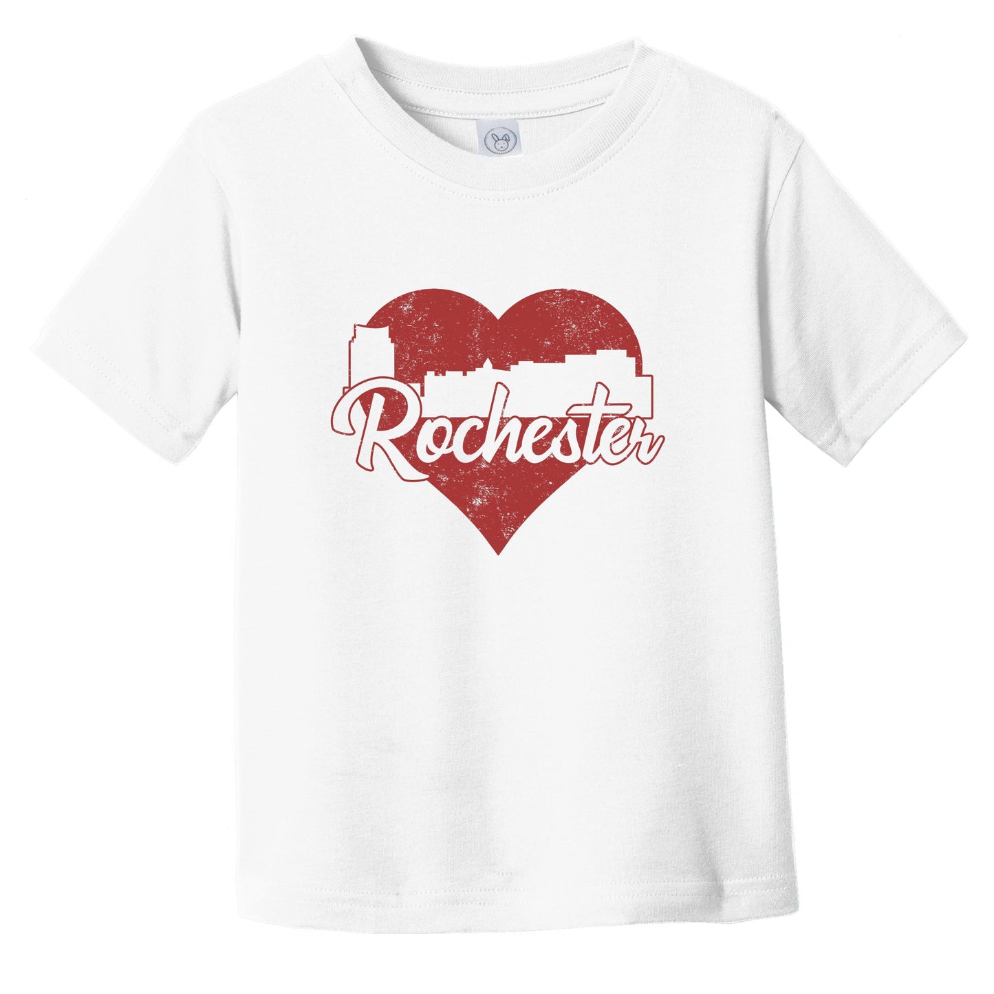 Retro Rochester Minnesota Skyline Red Heart Infant Toddler T-Shirt