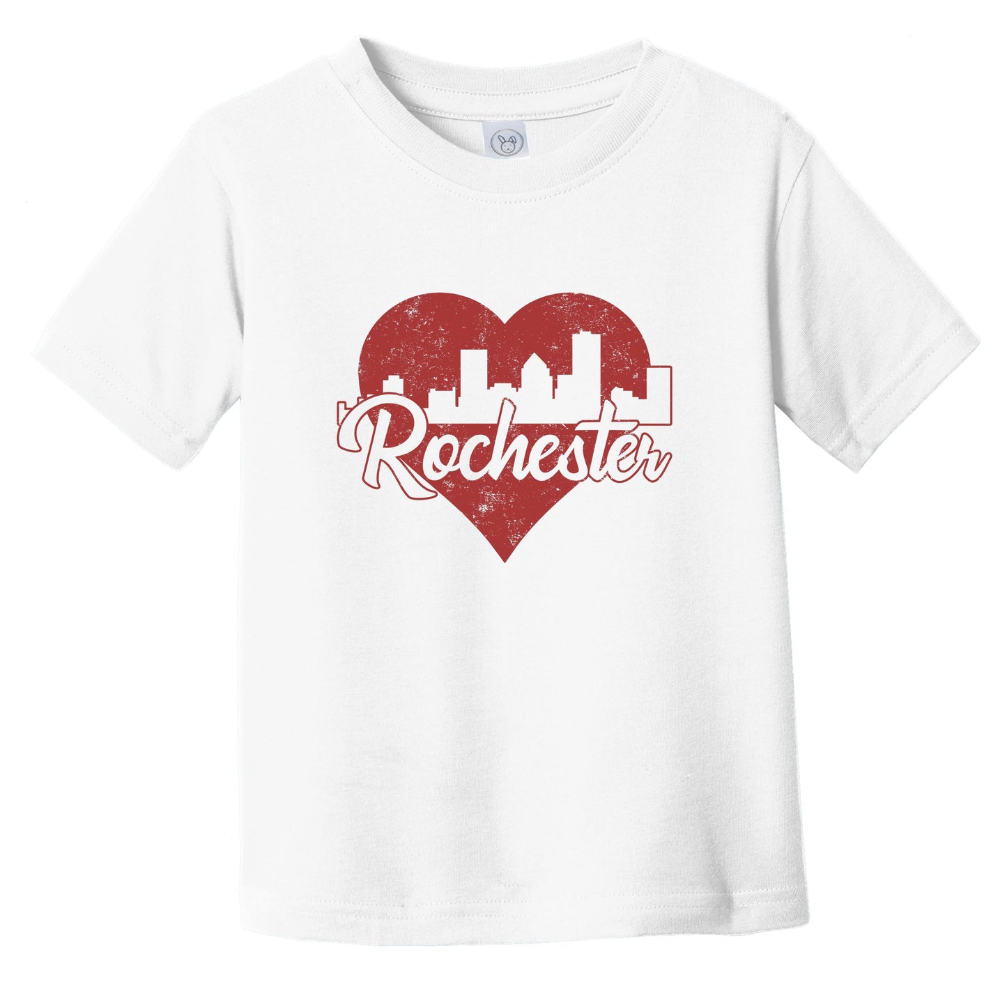 Retro Rochester New York Skyline Red Heart Infant Toddler T-Shirt