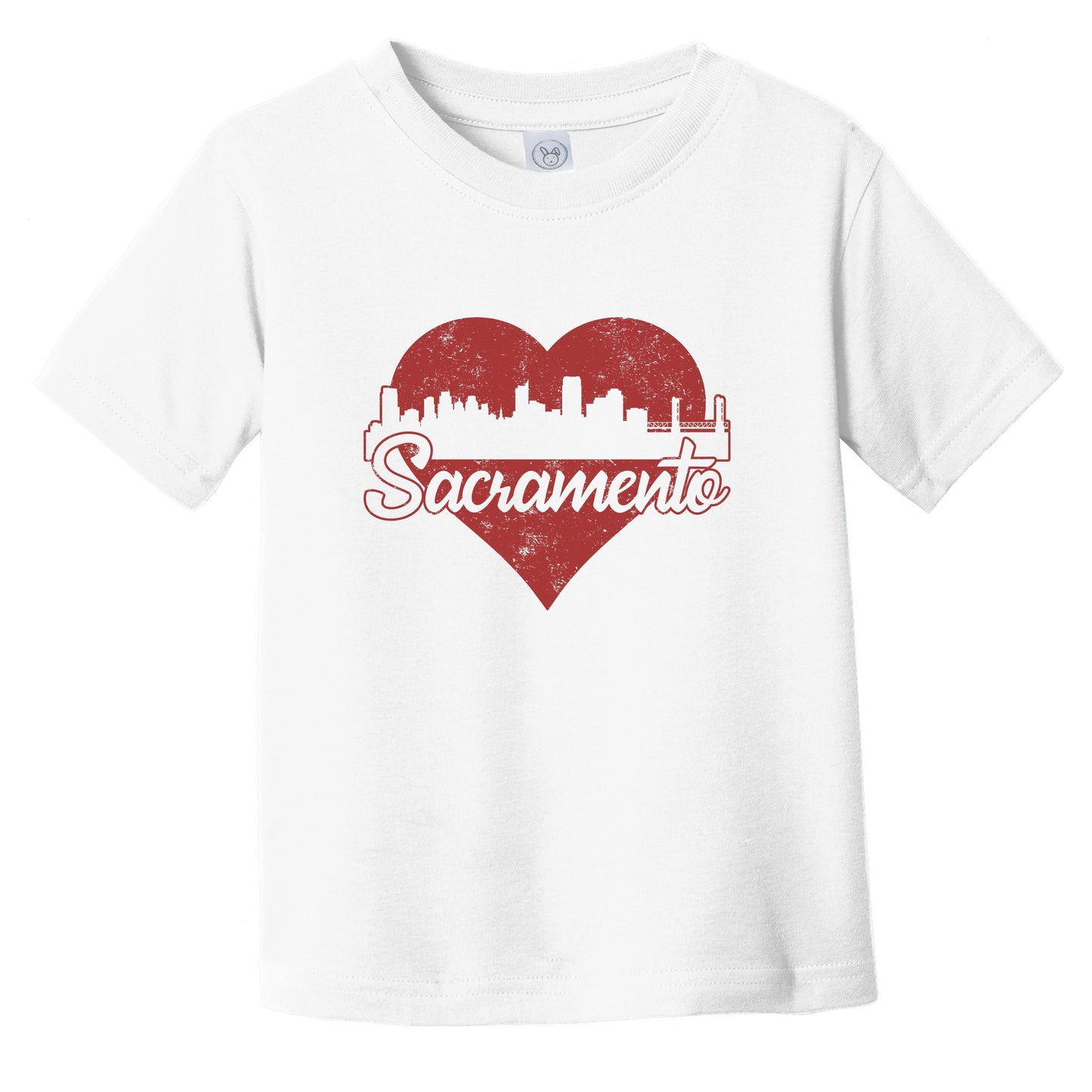 Retro Sacramento California Skyline Red Heart Infant Toddler T-Shirt