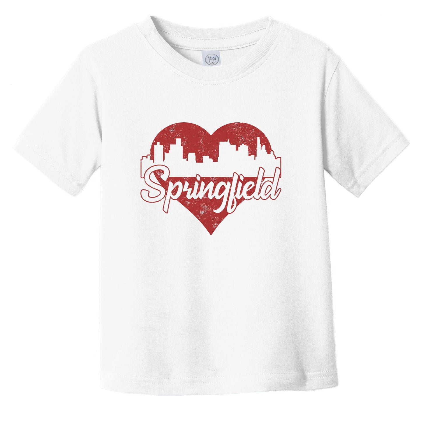 Retro Springfield Illinois Skyline Red Heart Infant Toddler T-Shirt