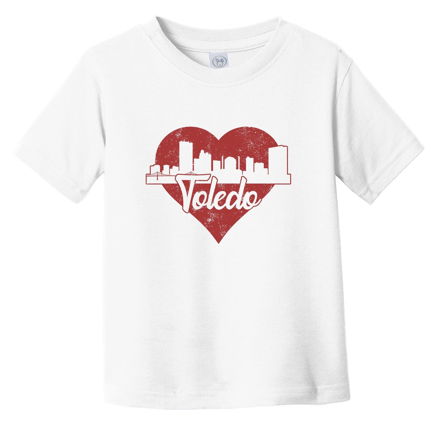 Retro Toledo Ohio Skyline Red Heart Infant Toddler T-Shirt