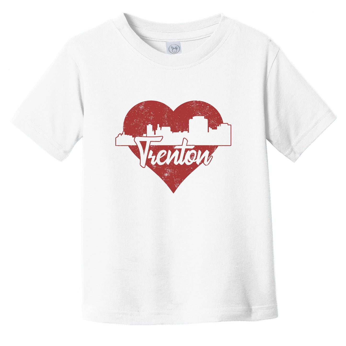Retro Trenton New Jersey Skyline Red Heart Infant Toddler T-Shirt