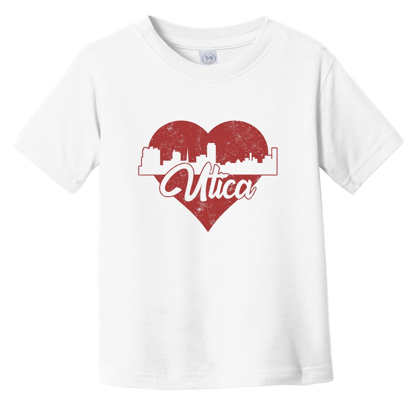 Retro Utica New York Skyline Red Heart Infant Toddler T-Shirt