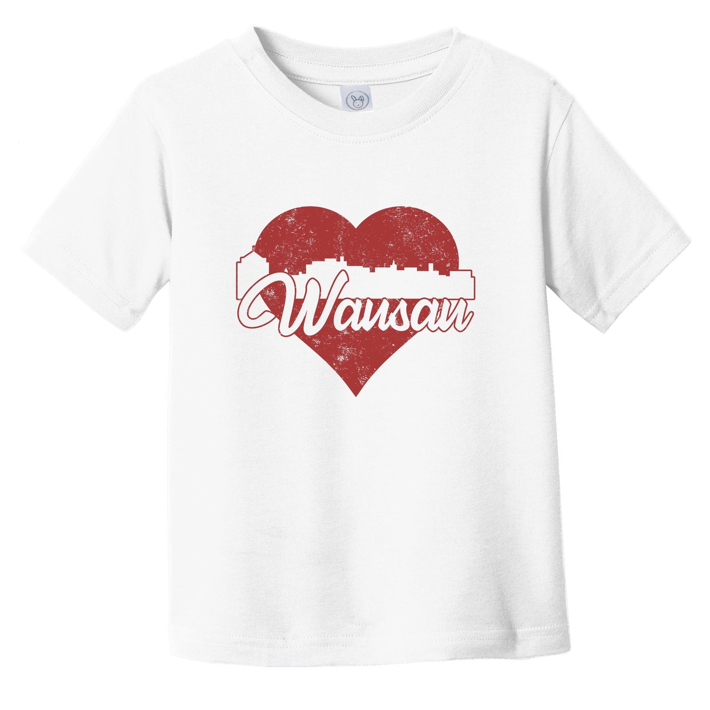 Retro Wausau Wisconsin Skyline Red Heart Infant Toddler T-Shirt