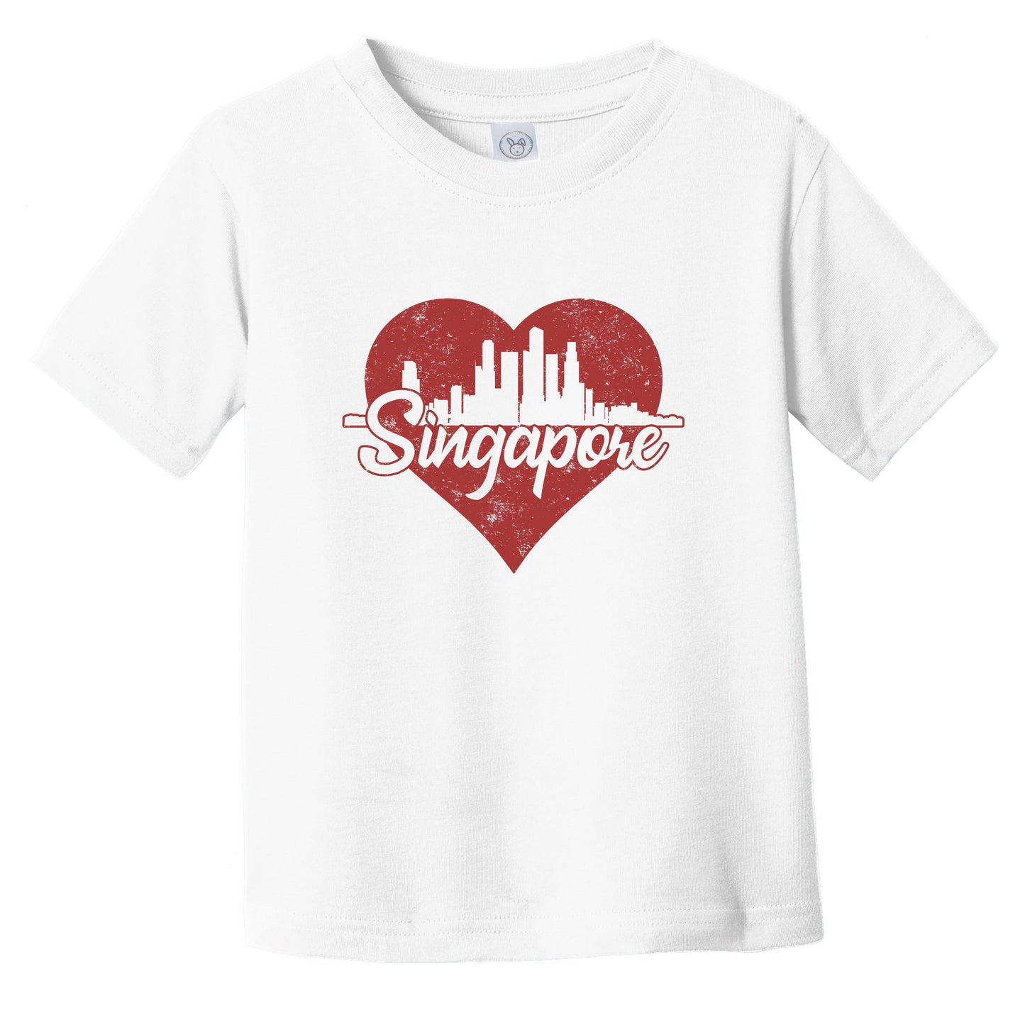 Retro Singapore Skyline Red Heart Infant Toddler T-Shirt
