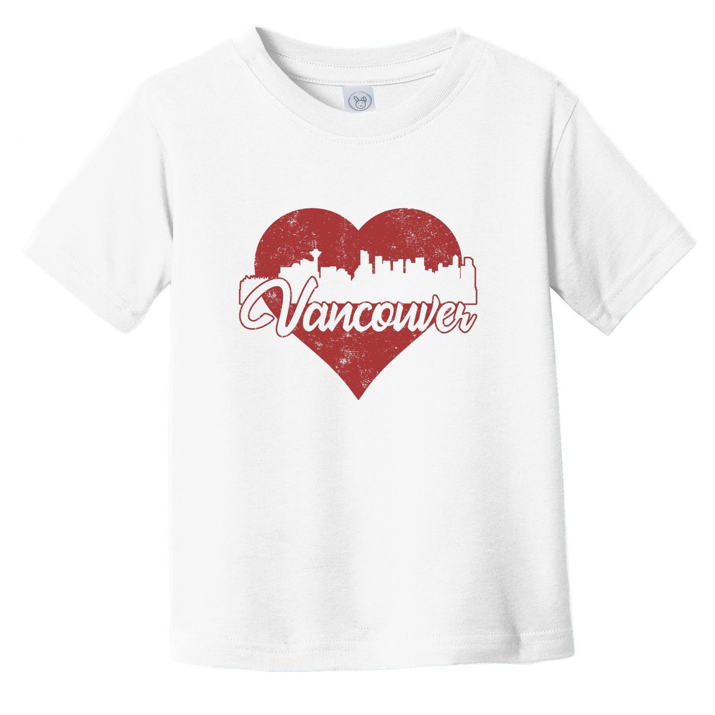 Retro Vancouver British Columbia Canada Skyline Heart T-Shirt