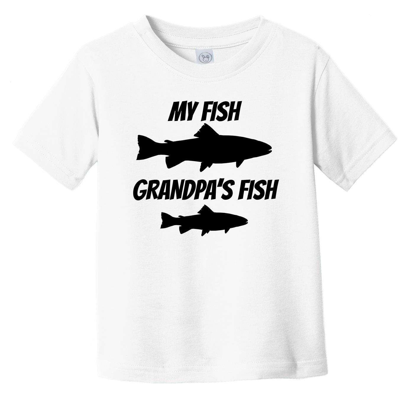 My Fish Grandpa's Fish Fishing Infant Toddler T-Shirt - Grandson Infant Toddler Shirt 12 Months / White