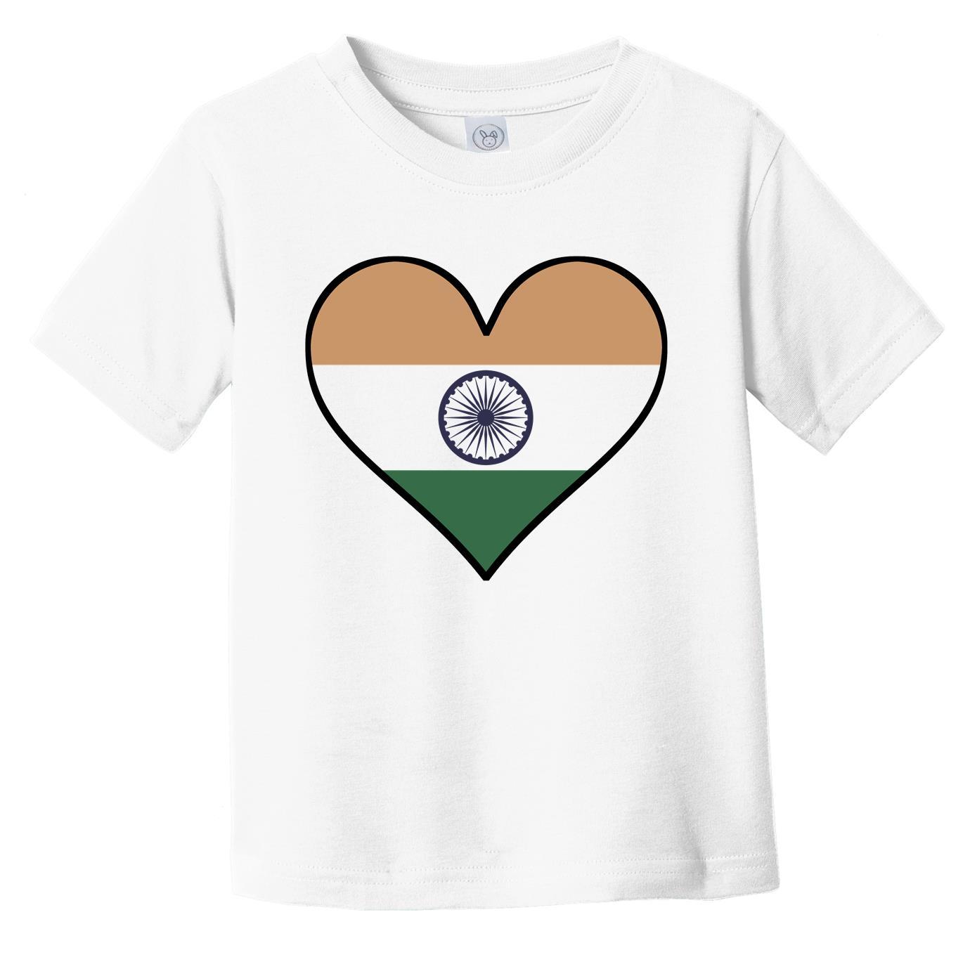 Indian Flag T-Shirt - Cute Indian Flag Heart - India Infant Toddler Shirt