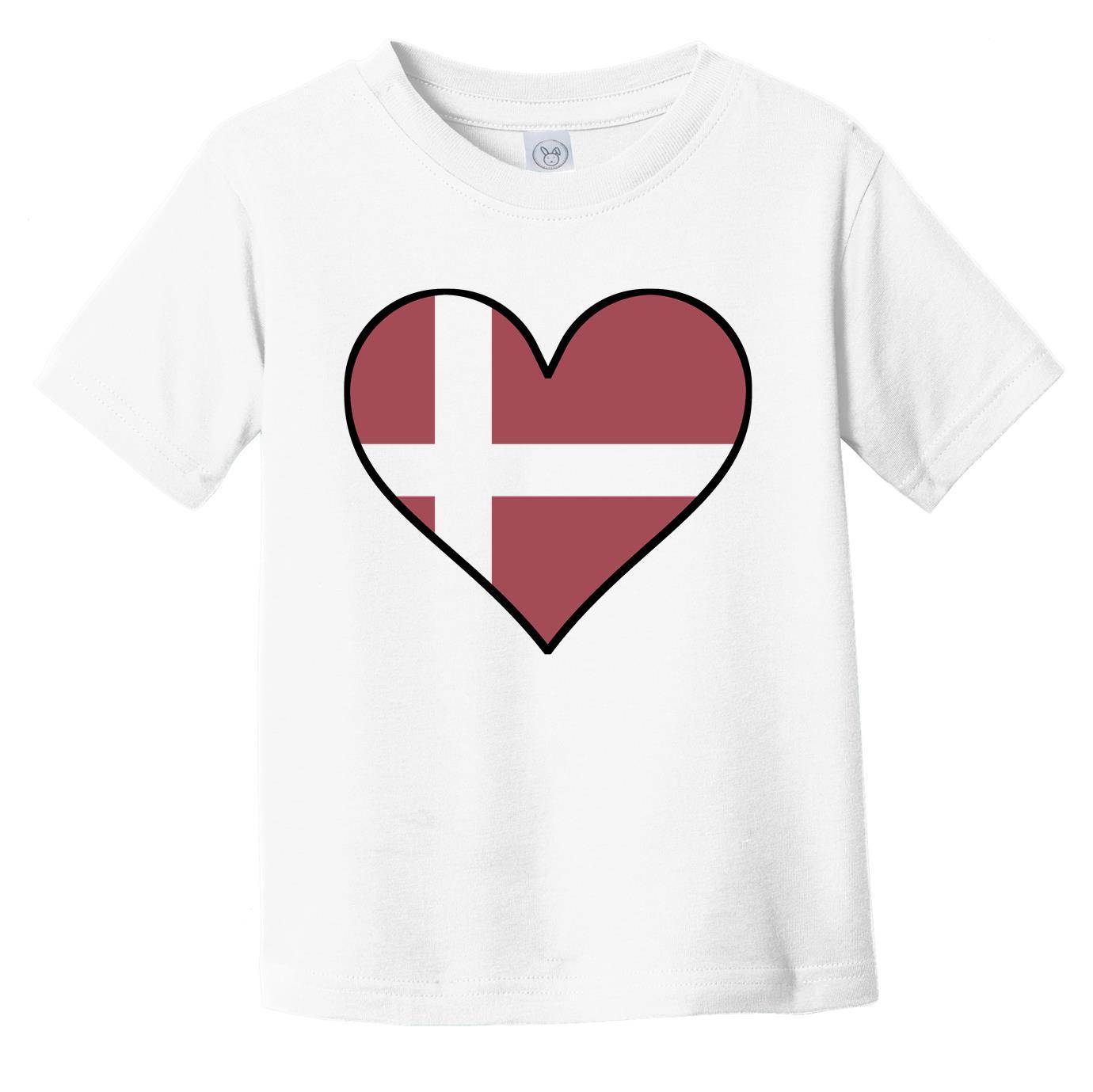 Danish Flag T-Shirt - Cute Danish Flag Heart - Denmark Infant Toddler Shirt