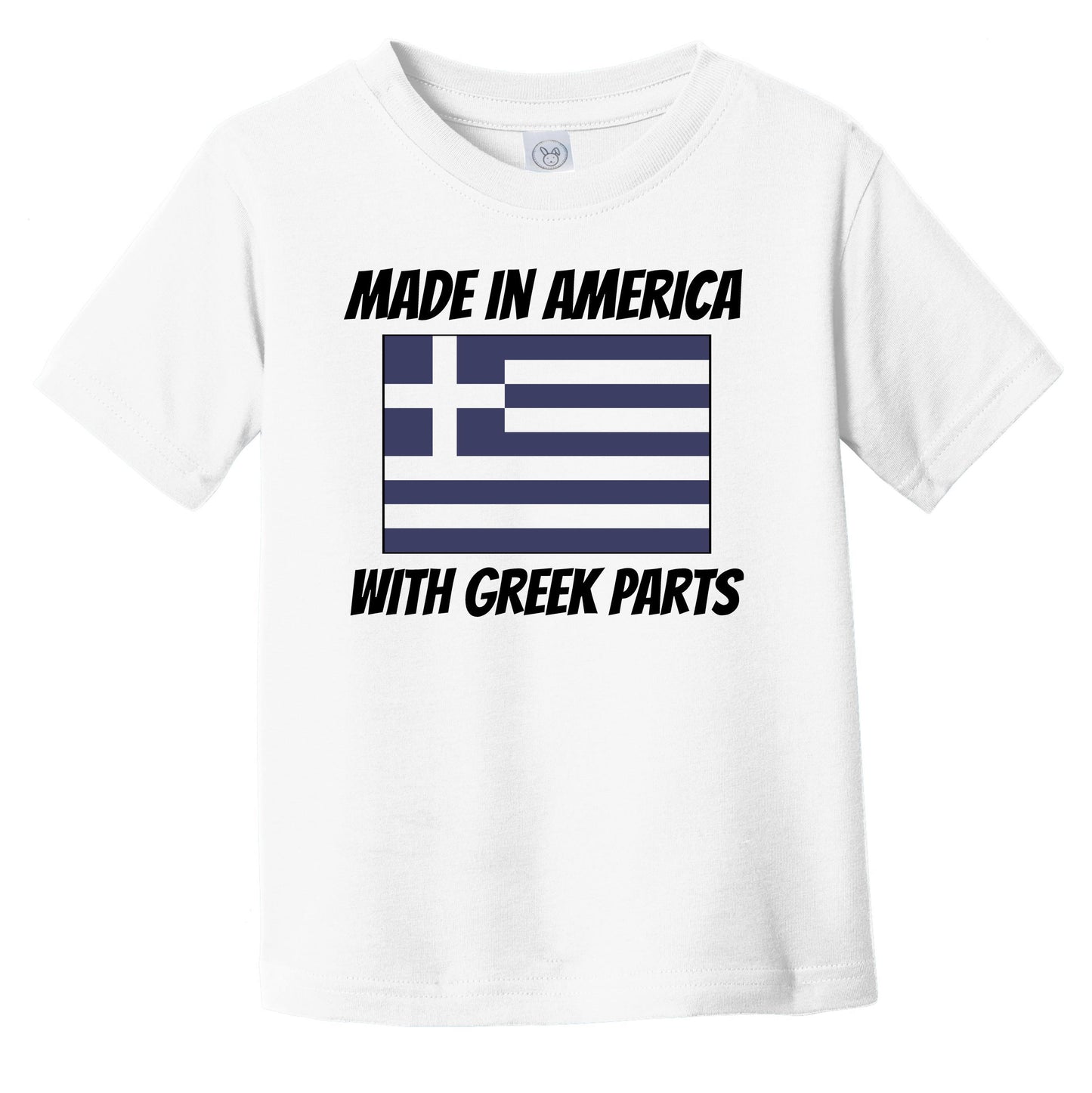 Made In America With Greek Parts Greece Flag Funny Infant Toddler T-Shirt