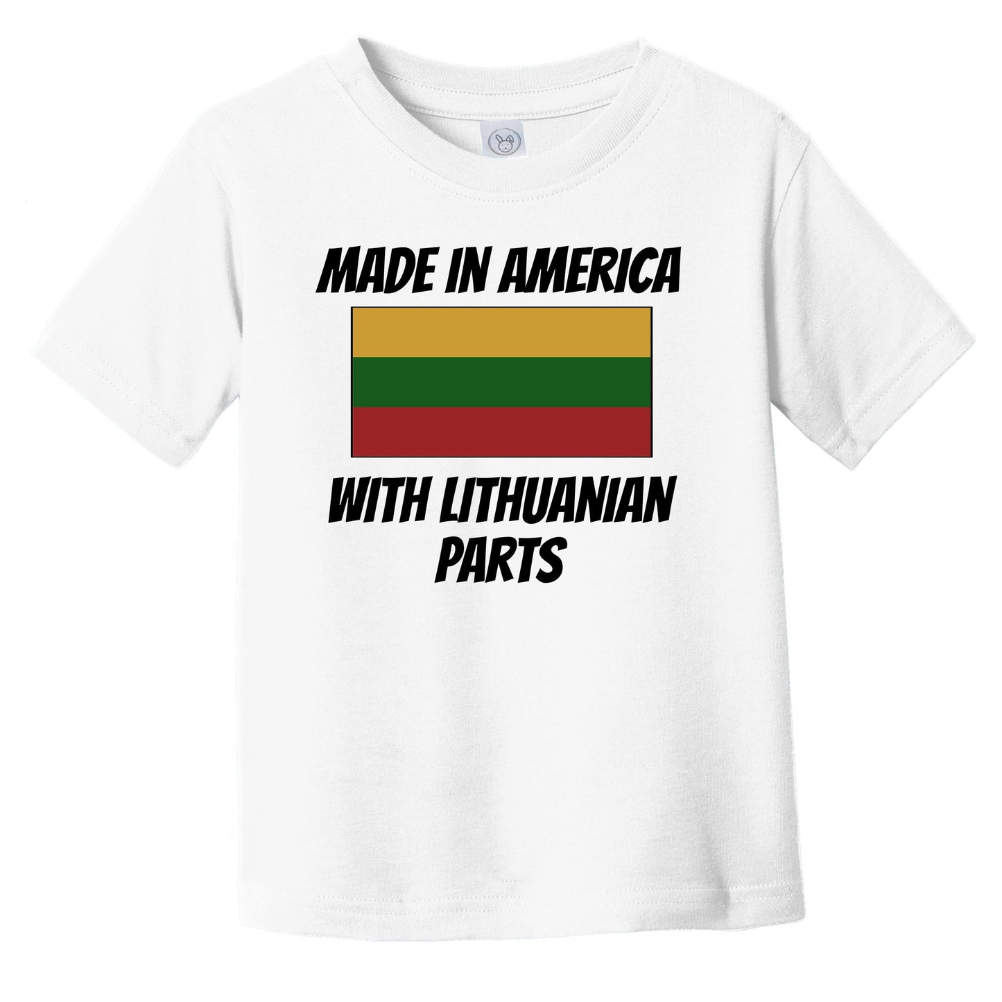 Made In America With Lithuanian Parts Lithuania Flag Funny Infant Toddler T-Shirt