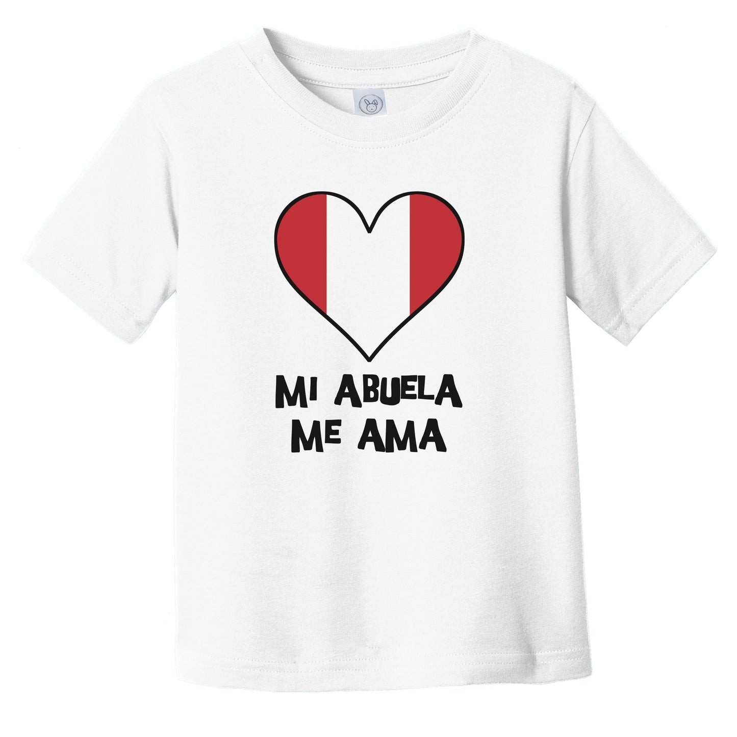 My Grandma Loves Me Spanish Language Peru Flag Heart Infant Toddler T-Shirt - Mi abuela me ama