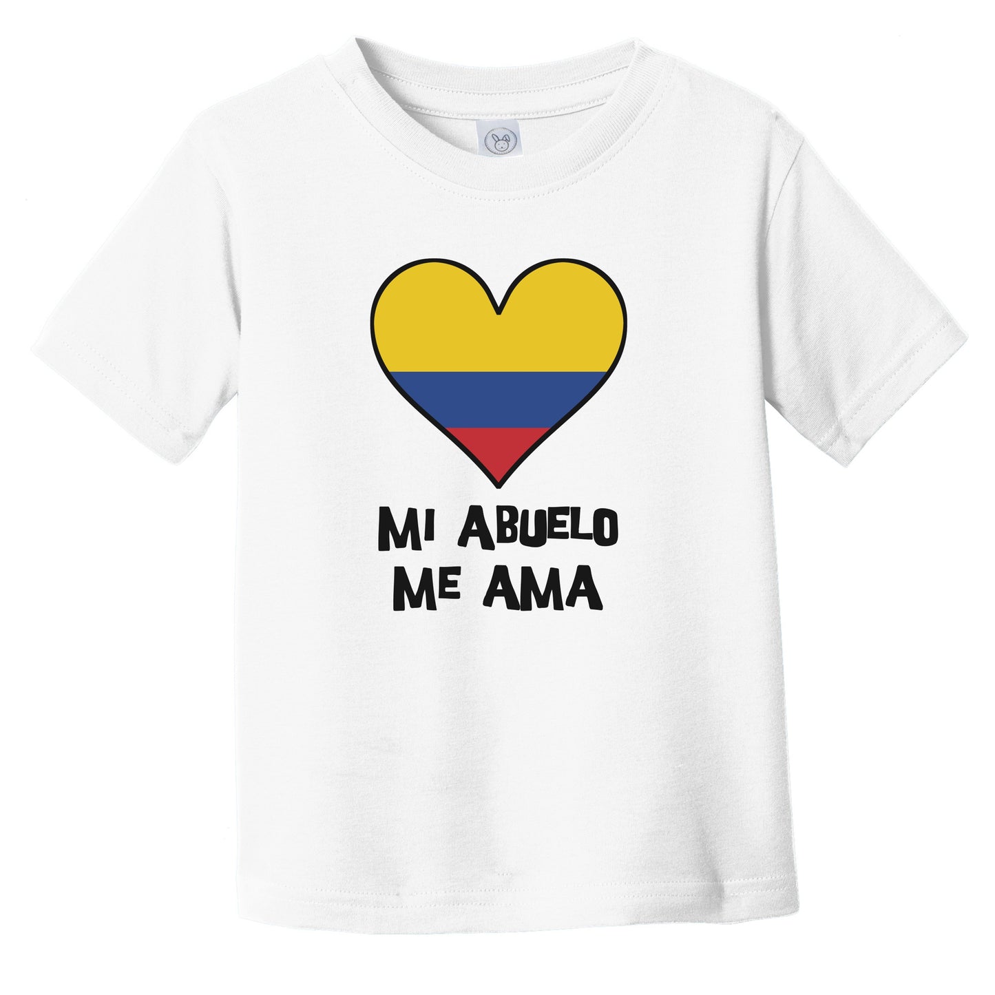 My Grandpa Loves Me Spanish Language Colombia Flag Heart Infant Toddler T-Shirt - Mi abuelo me ama