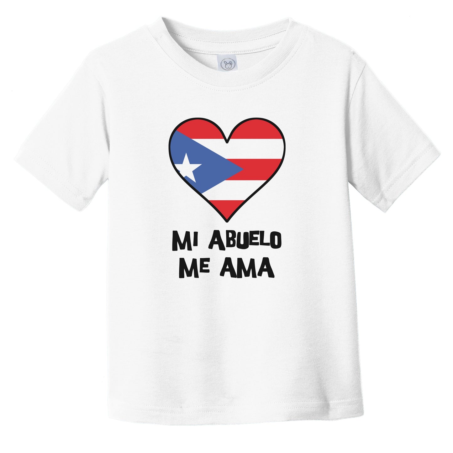 My Grandpa Loves Me Spanish Language Puerto Rico Flag Heart Infant Toddler T-Shirt - Mi abuelo me ama