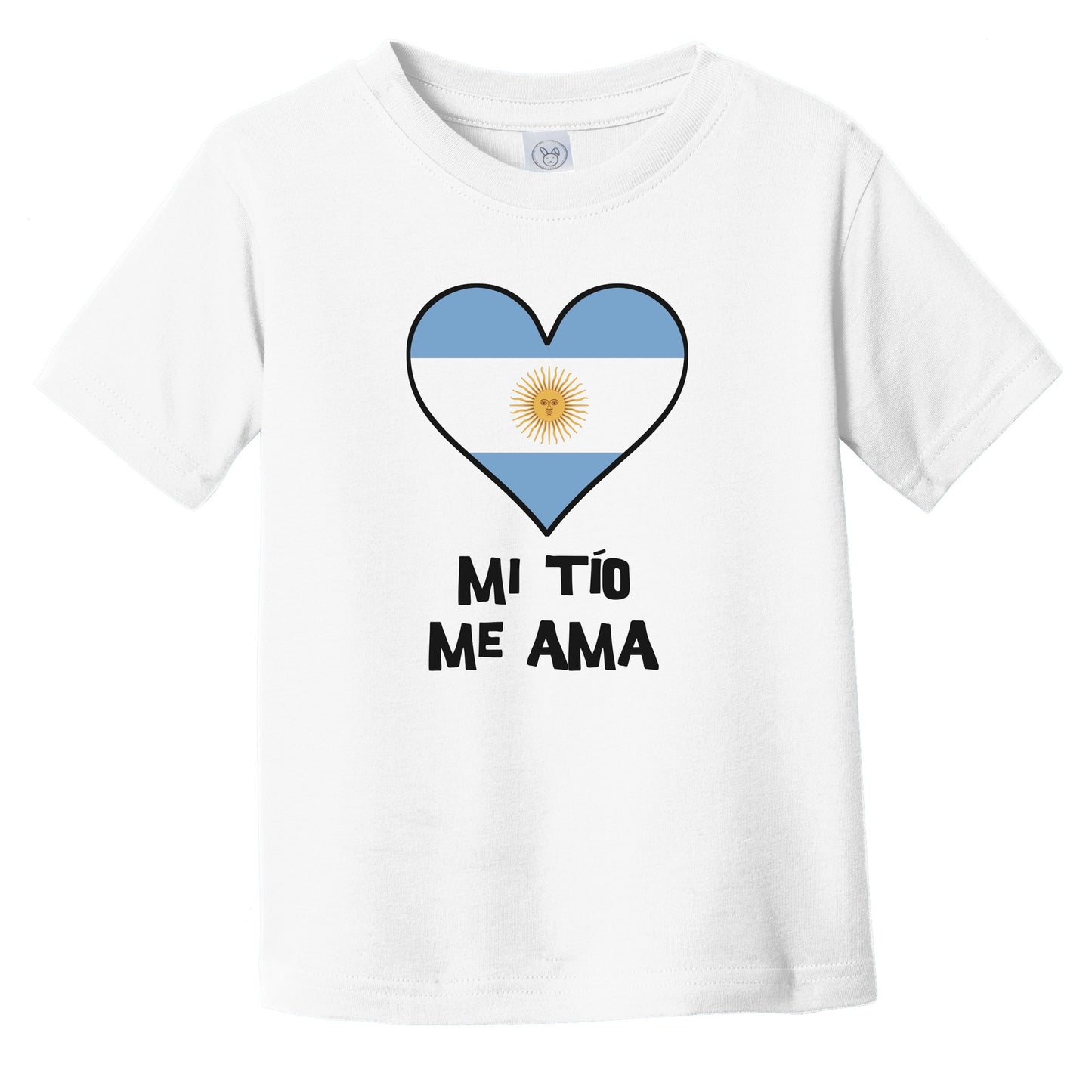 My Uncle Loves Me Spanish Language Argentina Flag Heart Infant Toddler T-Shirt - Mi tío me ama