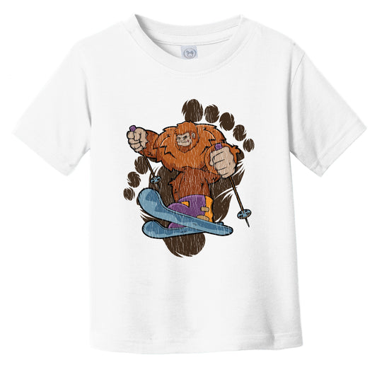 Toddler Bigfoot Skiing Shirt - Sasquatch on Skis Infant Toddler T-Shirt