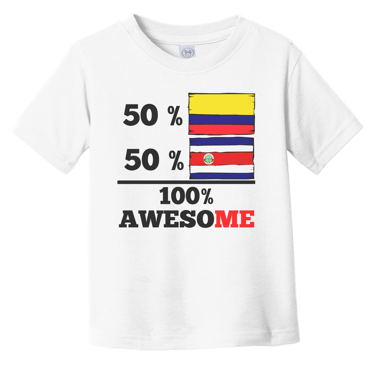 50% Colombian 50% Costa Rican 100% Awesome Colombia Costa Rica Flags Funny Infant Toddler T-Shirt