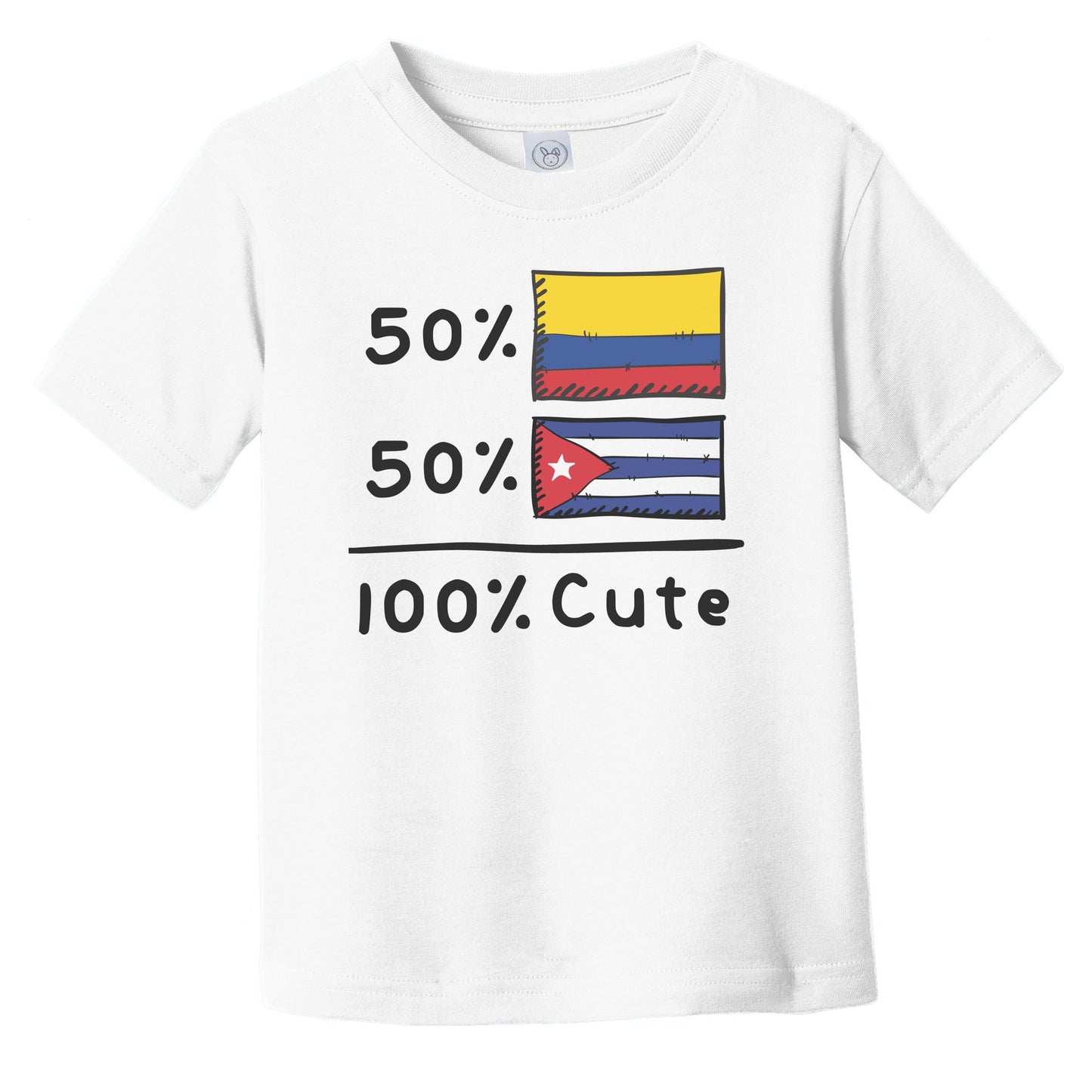 50% Colombian Plus 50% Cuban Equals 100% Cute Colombia Cuba Flags Infant Toddler T-Shirt