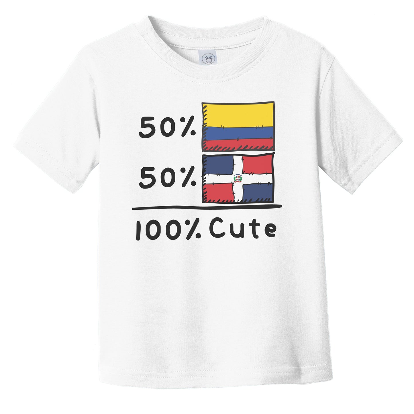 50% Colombian Plus 50% Dominican Equals 100% Cute Colombia Dominican Republic Flags Infant Toddler T-Shirt