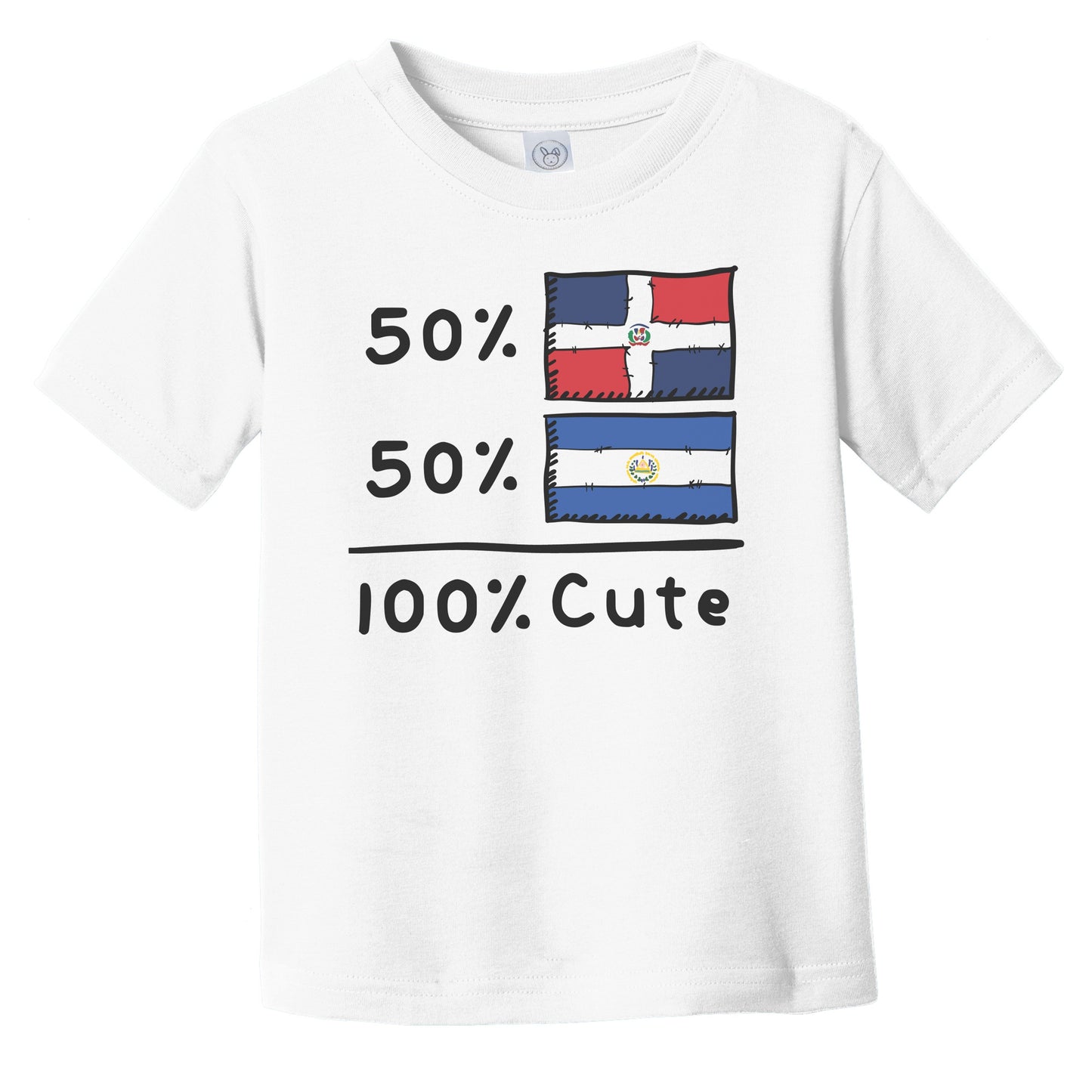 50% Dominican Plus 50% Salvadorian Equals 100% Cute Dominican Republic El Salvador Flags Infant Toddler T-Shirt