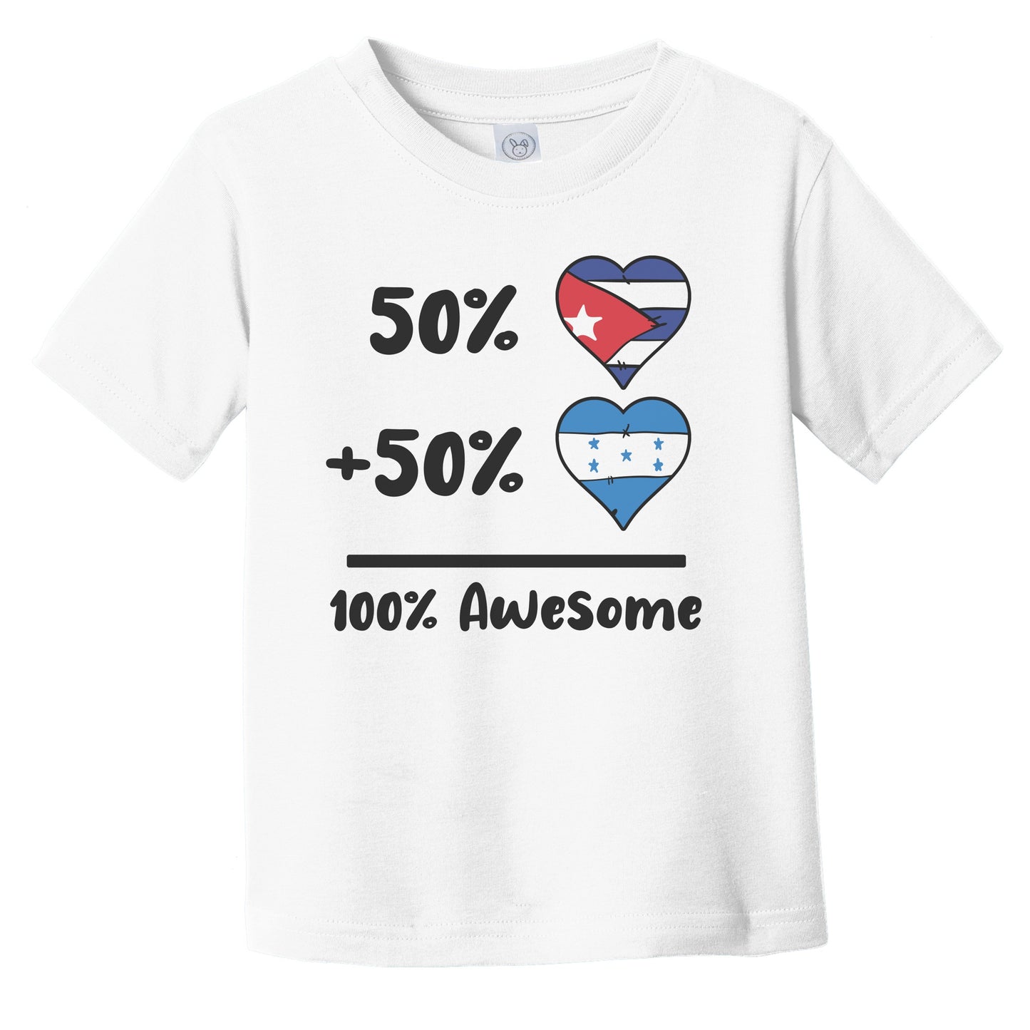 50% Cuban Plus 50% Honduran 100% Awesome Cuba Honduras Heart Flags Infant Toddler T-Shirt