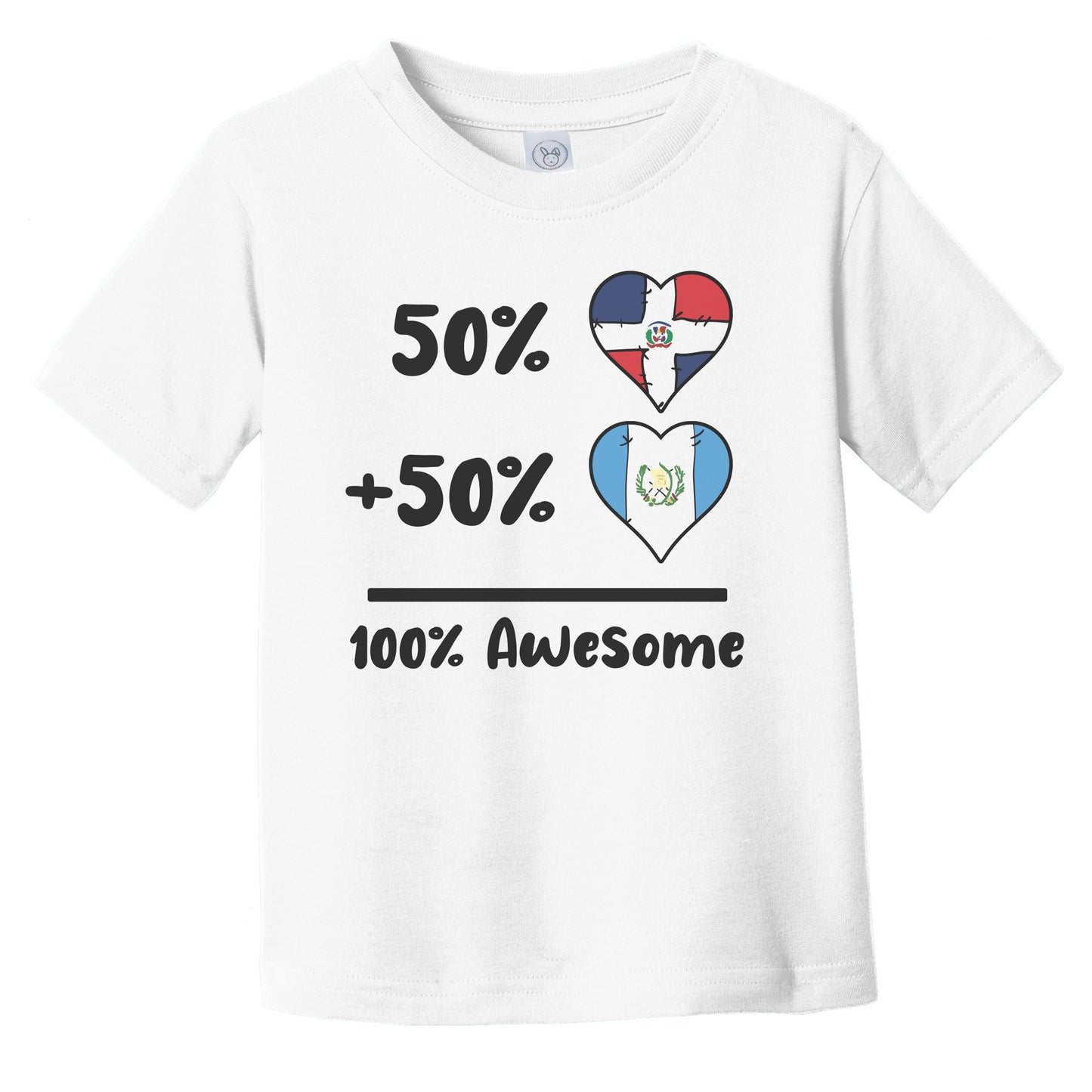 50% Dominican Plus 50% Guatemalan 100% Awesome Dominican Republic Guatemala Heart Flags Infant Toddler T-Shirt