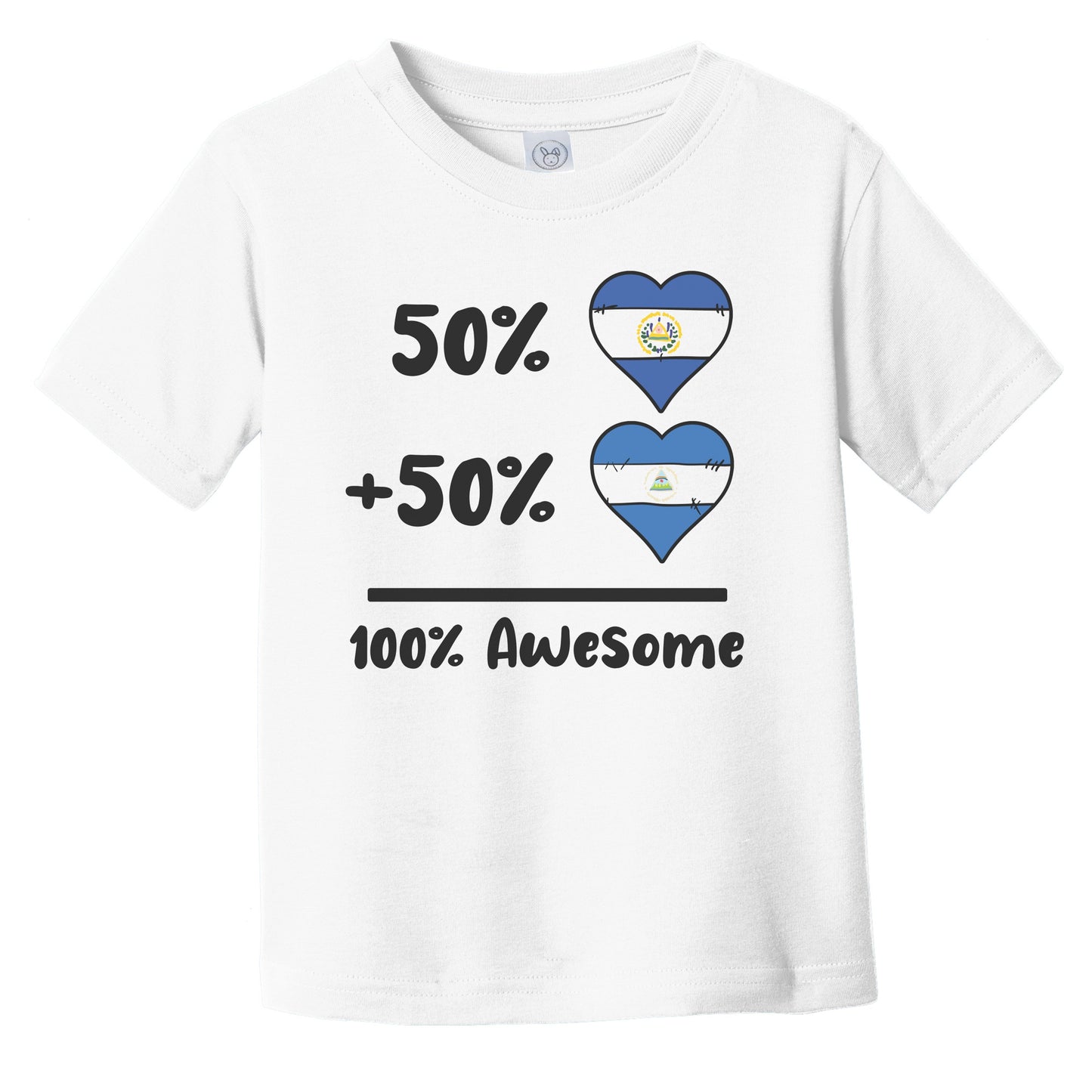 50% Salvadorian Plus 50% Nicaraguan 100% Awesome El Salvador Nicaragua Heart Flags Infant Toddler T-Shirt
