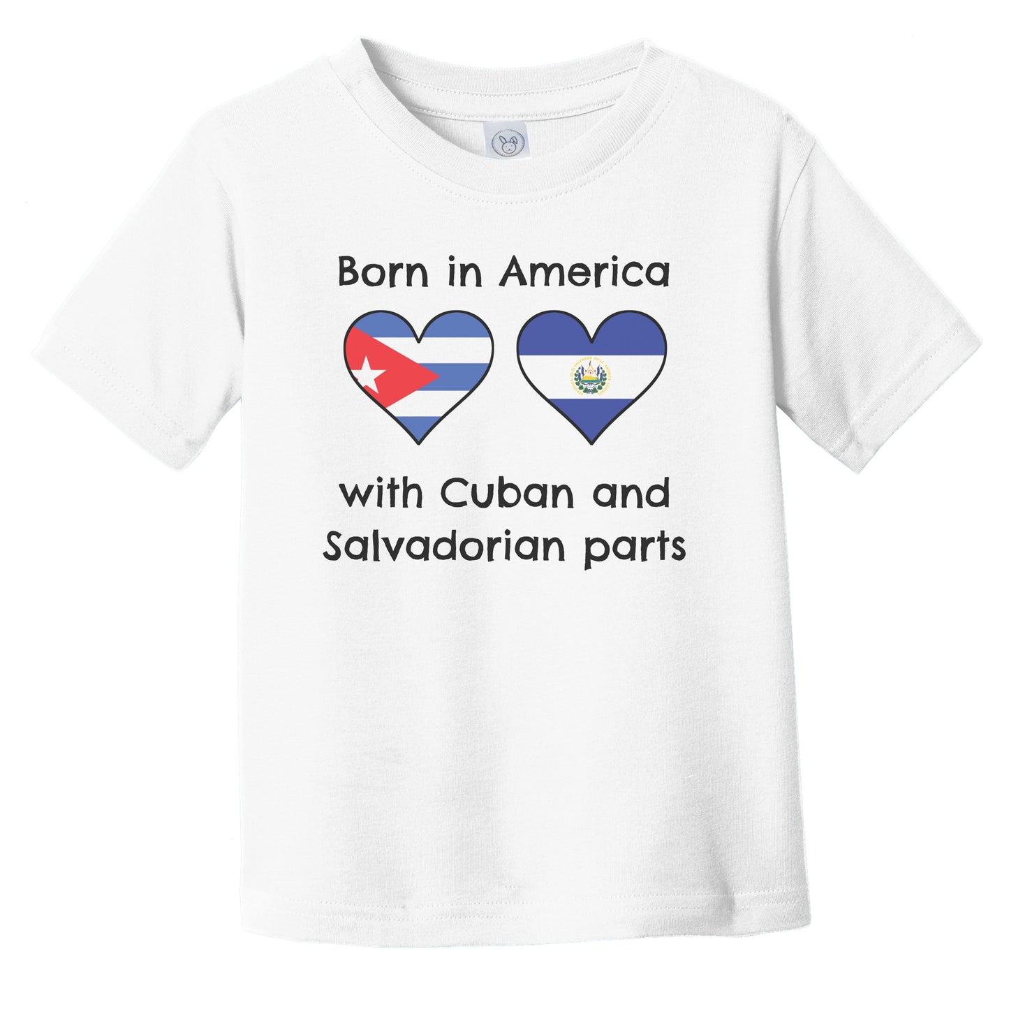 Born In America With Cuban and Salvadorian Parts Funny Cuba El Salvador Flags Infant Toddler T-Shirt