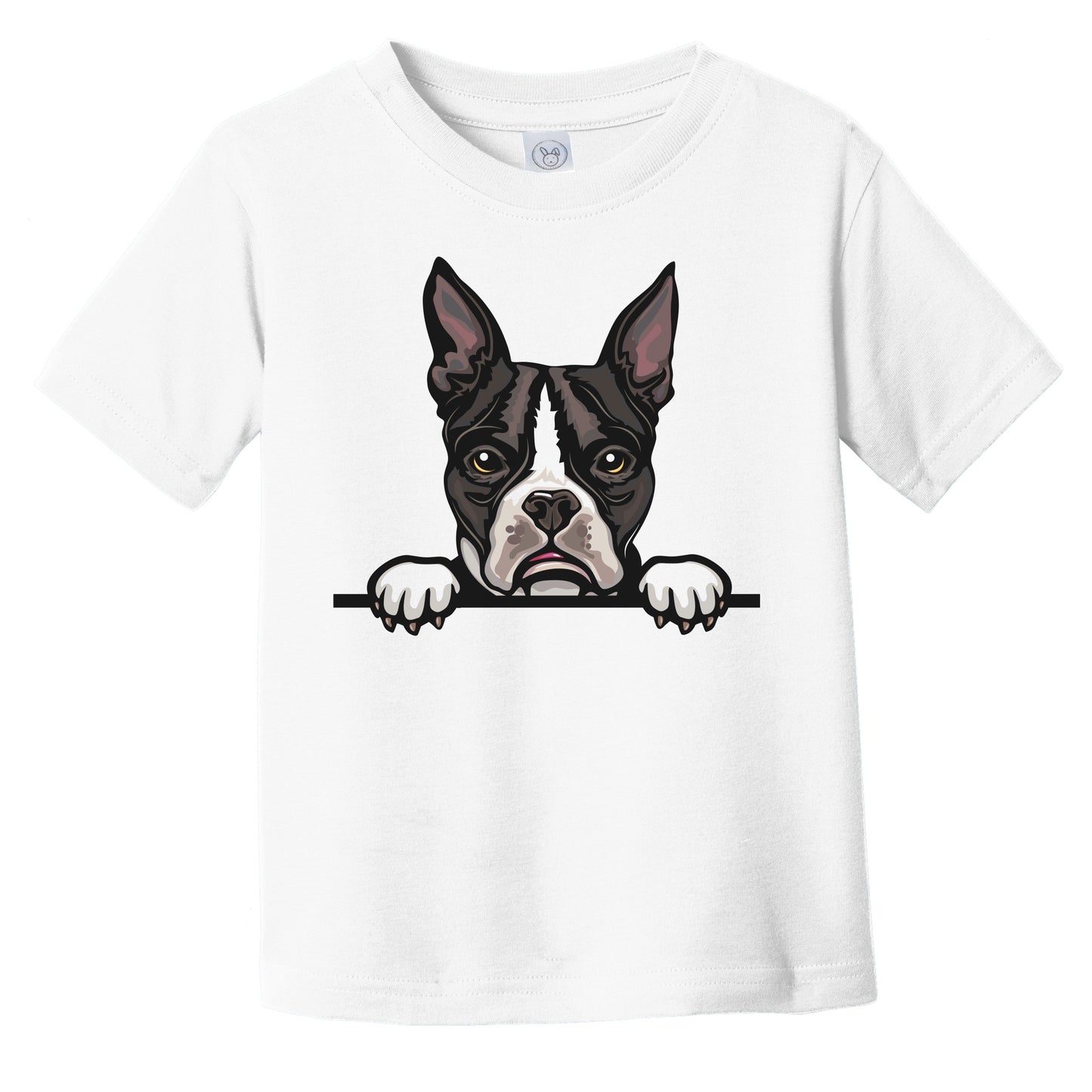 Boston Terrier Dog Breed Popping Up Cute Infant Toddler T-Shirt v2