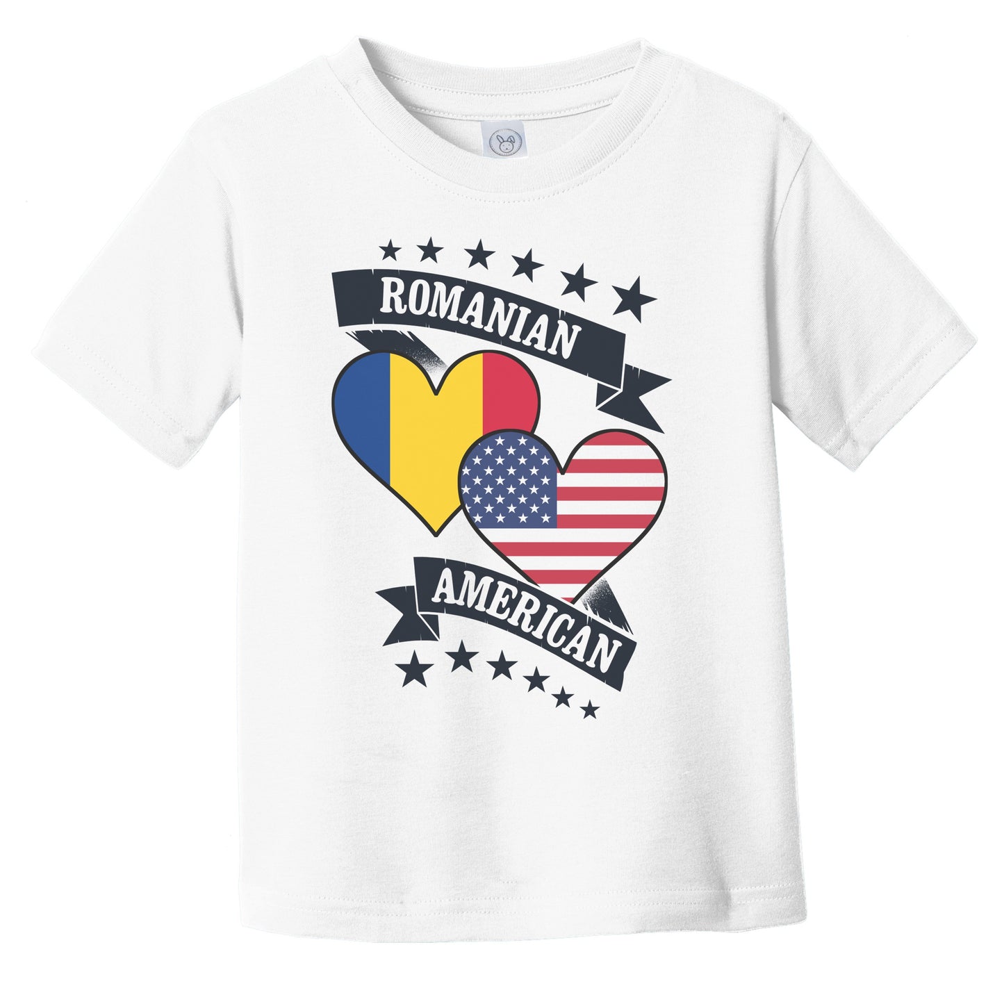 Romanian American Heart Flags Romania America Infant Toddler T-Shirt