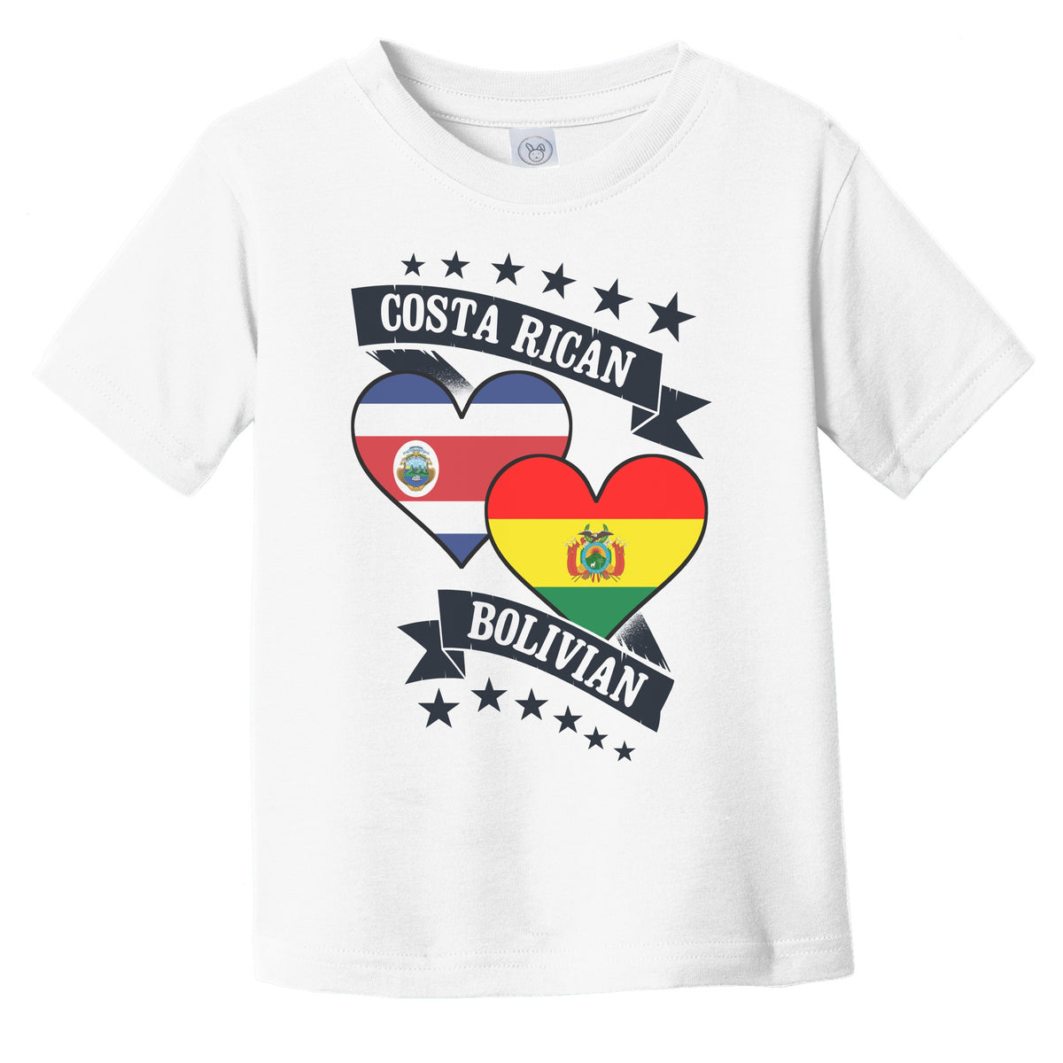 Costa Rican Bolivian Heart Flags Costa Rica Bolivia Infant Toddler T-Shirt