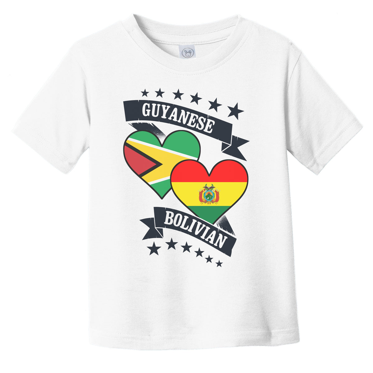 Guyanese Bolivian Heart Flags Guyana Bolivia Infant Toddler T-Shirt