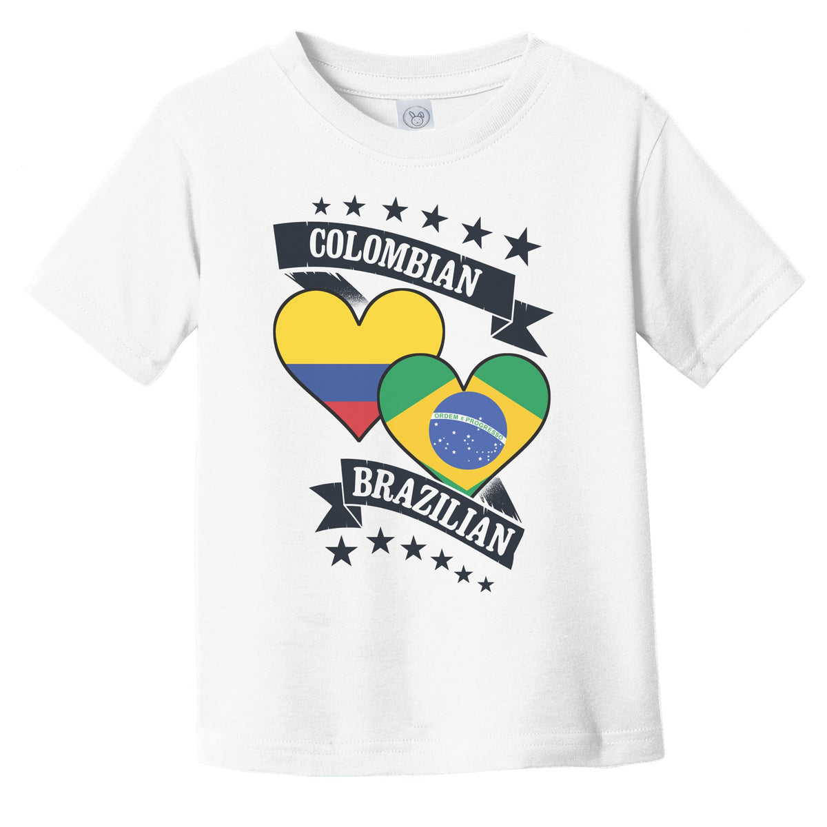 Colombian Brazilian Heart Flags Colombia Brazil Infant Toddler T-Shirt