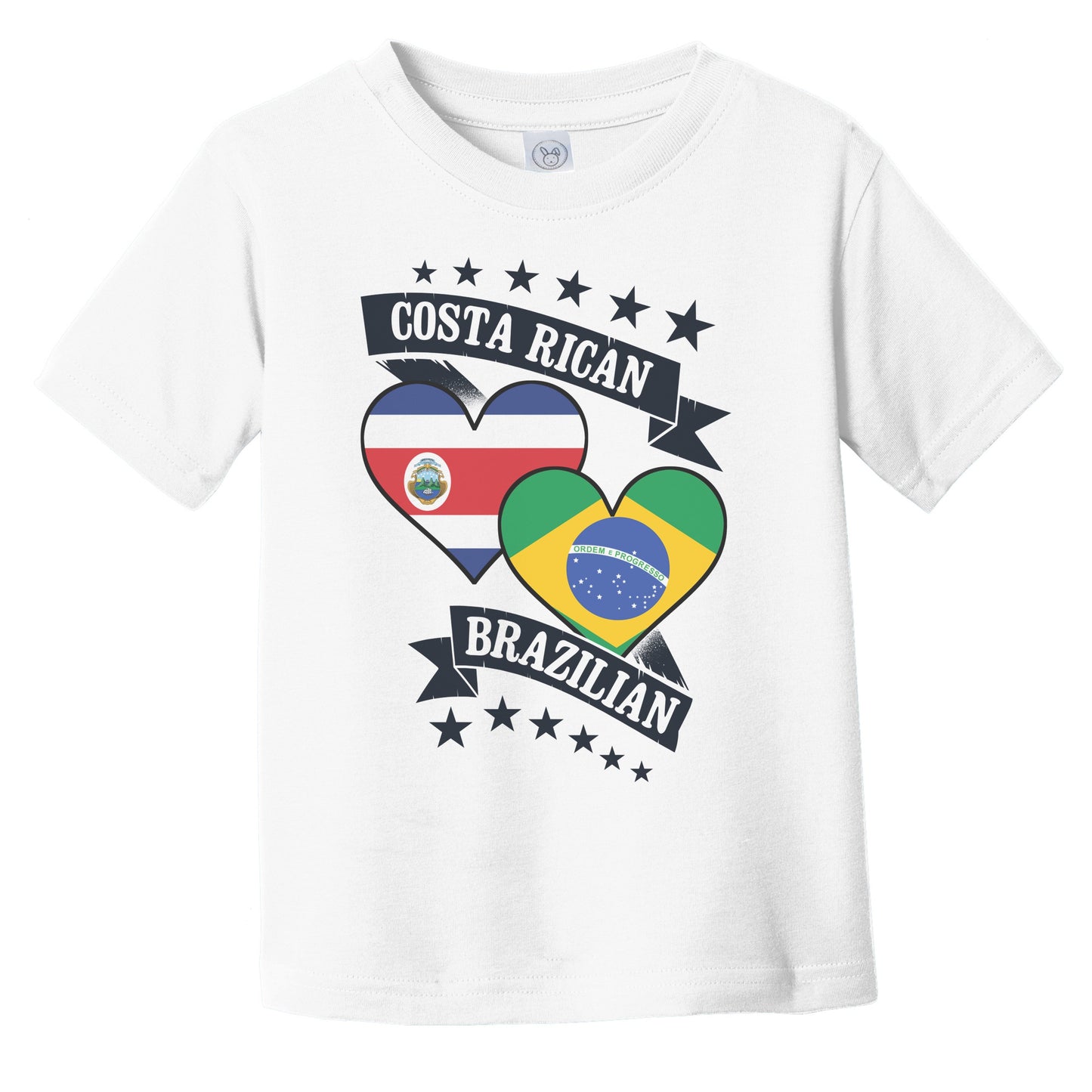 Costa Rican Brazilian Heart Flags Costa Rica Brazil Infant Toddler T-Shirt