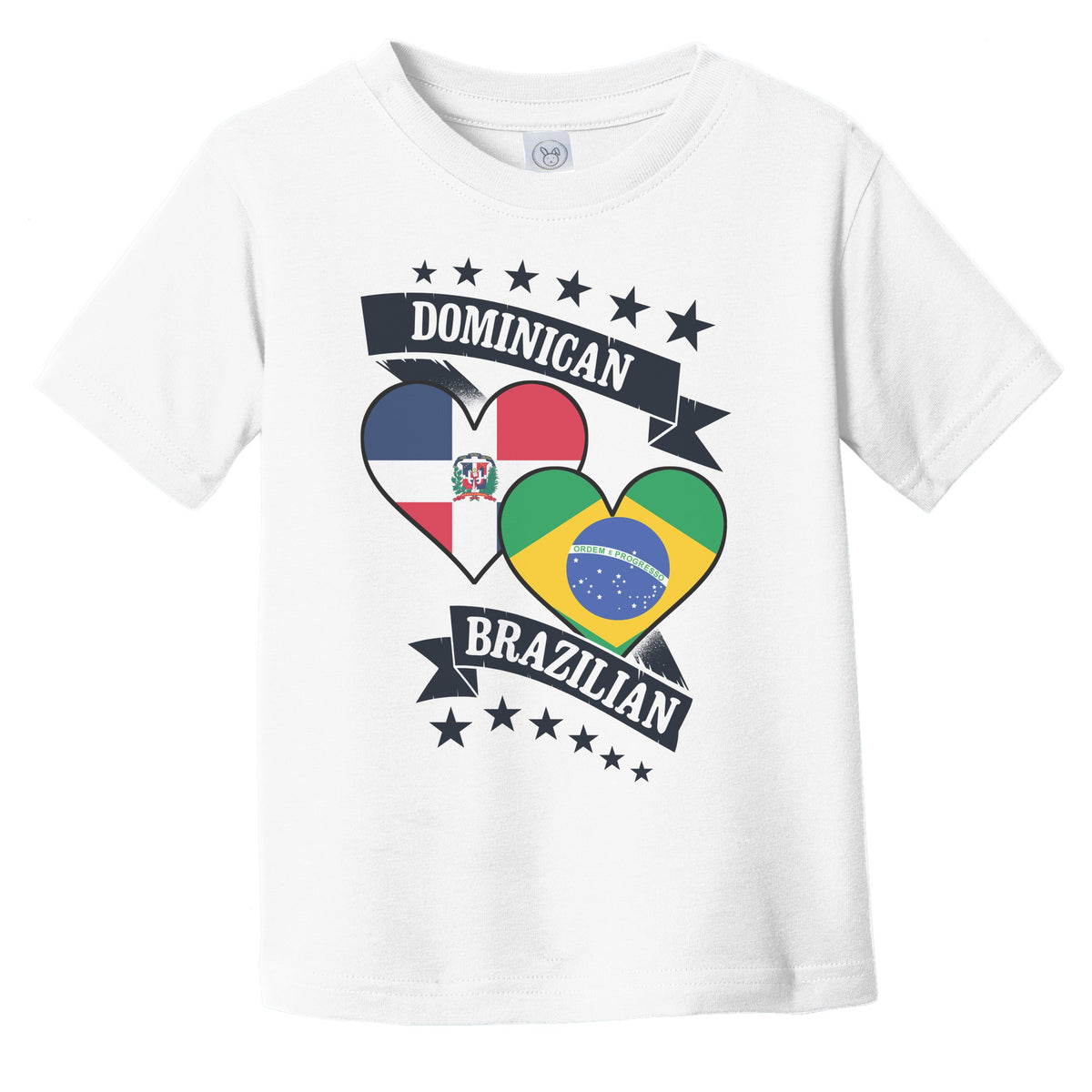 Dominican Brazilian Heart Flags Dominican Republic Brazil Infant Toddler T-Shirt