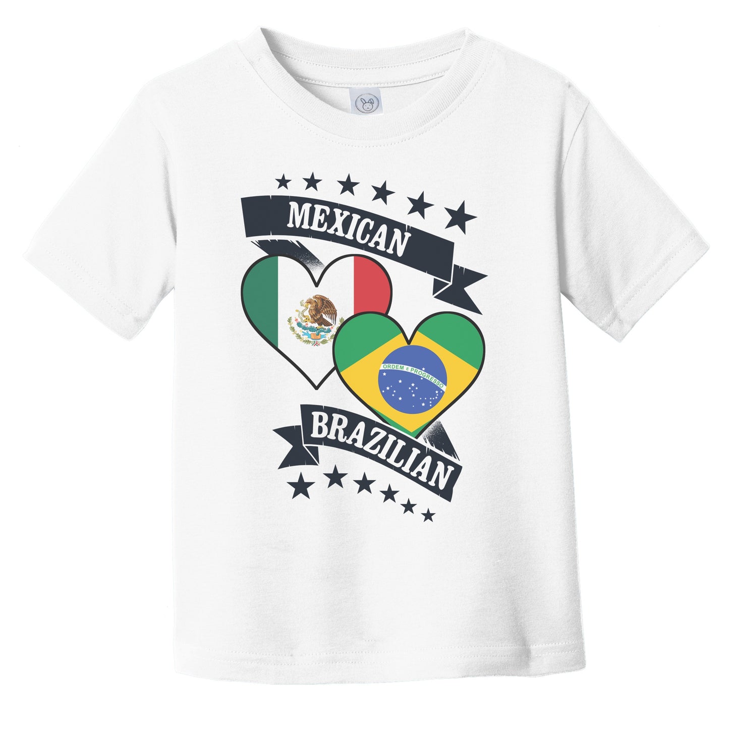 Mexican Brazilian Heart Flags Mexico Brazil Infant Toddler T-Shirt