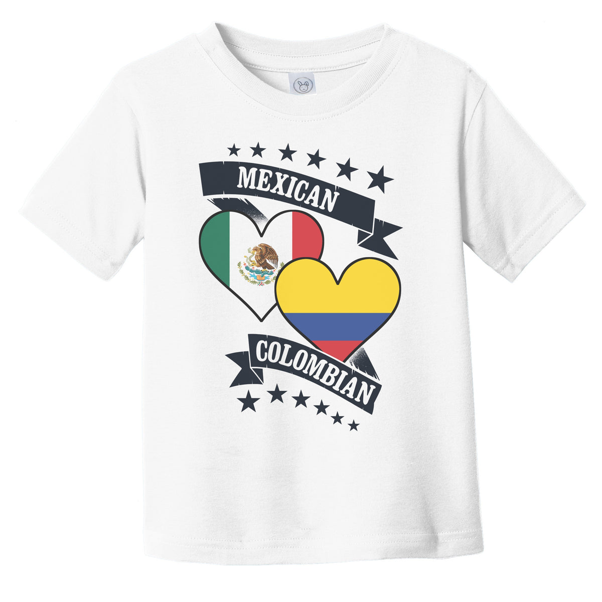 Mexican Colombian Heart Flags Mexico Colombia Infant Toddler T-Shirt